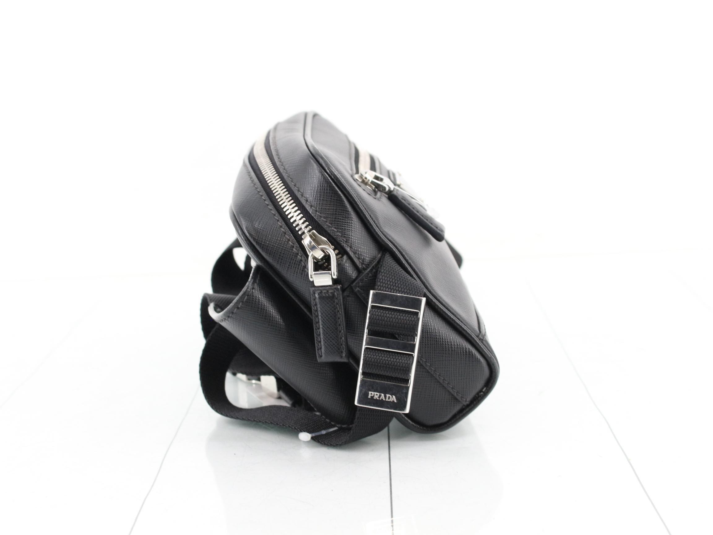 Saffiano Leather Body Bag, Black — view 4