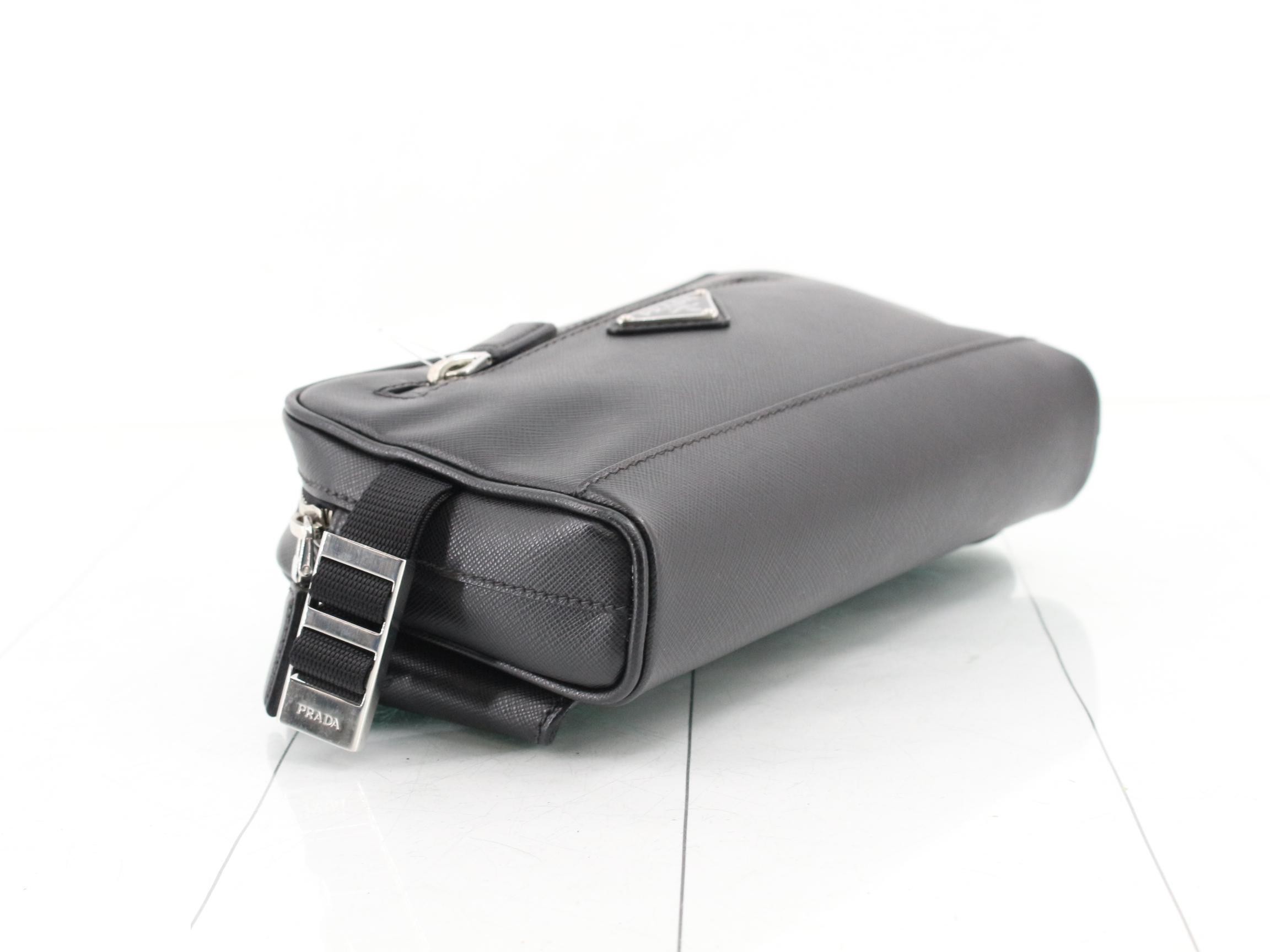 Saffiano Leather Body Bag, Black — view 5