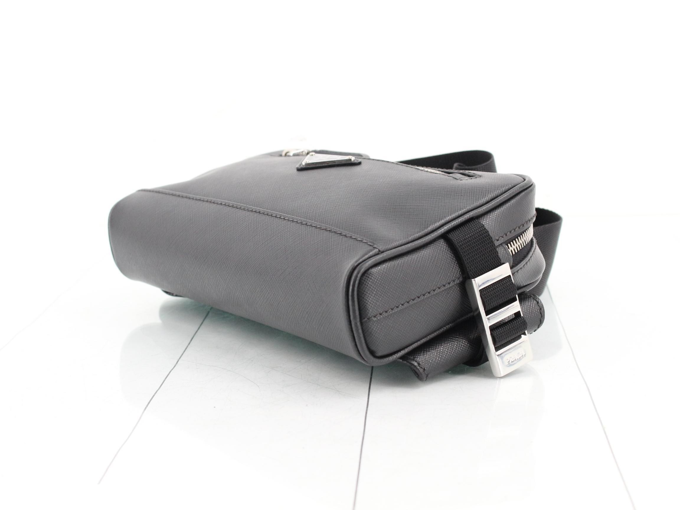 Saffiano Leather Body Bag, Black — view 6