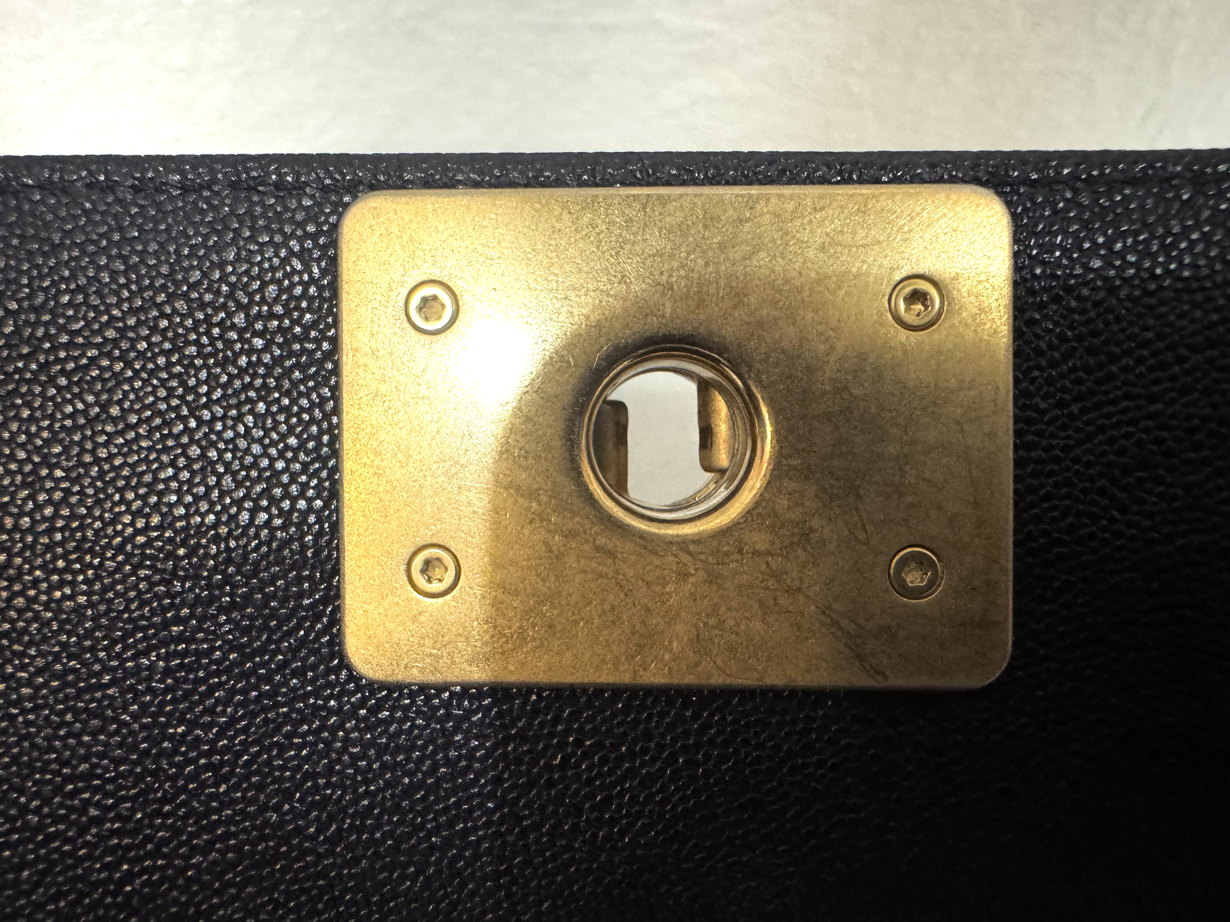 Caviar Skin Boy Chanel 25 Medium Dark Navy Vintage Gold Hardware Chain Shoulder Bag — view 14