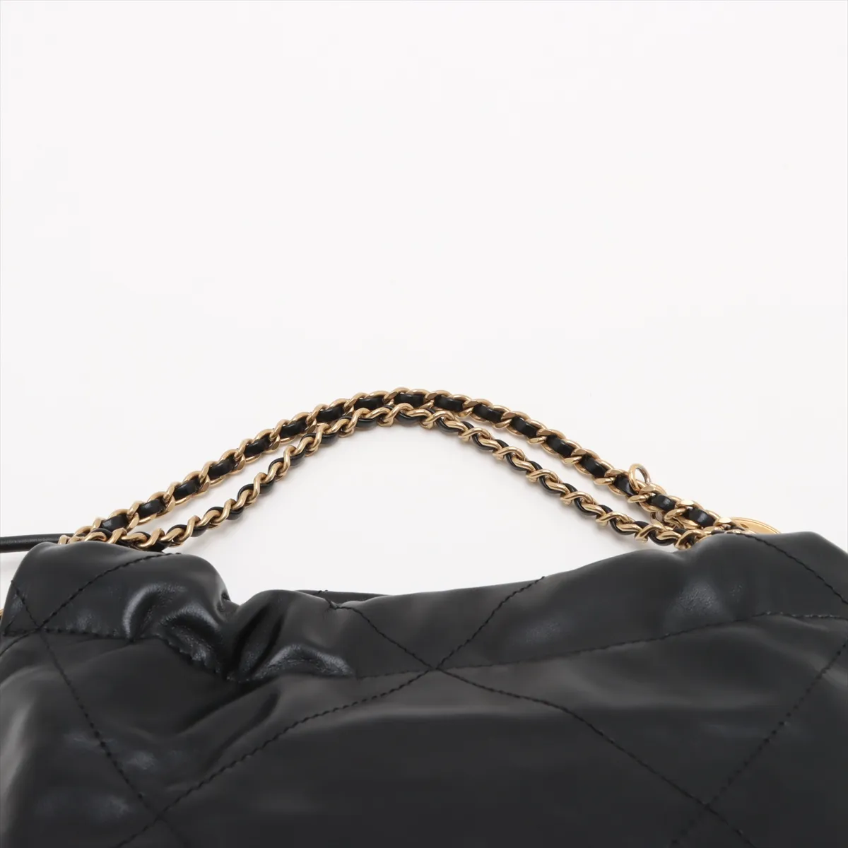 22 Mini Shiny Calfskin Chain Shoulder Bag Black Gold Hardware A7L79JE4 Random Plate AS3980 — view 6