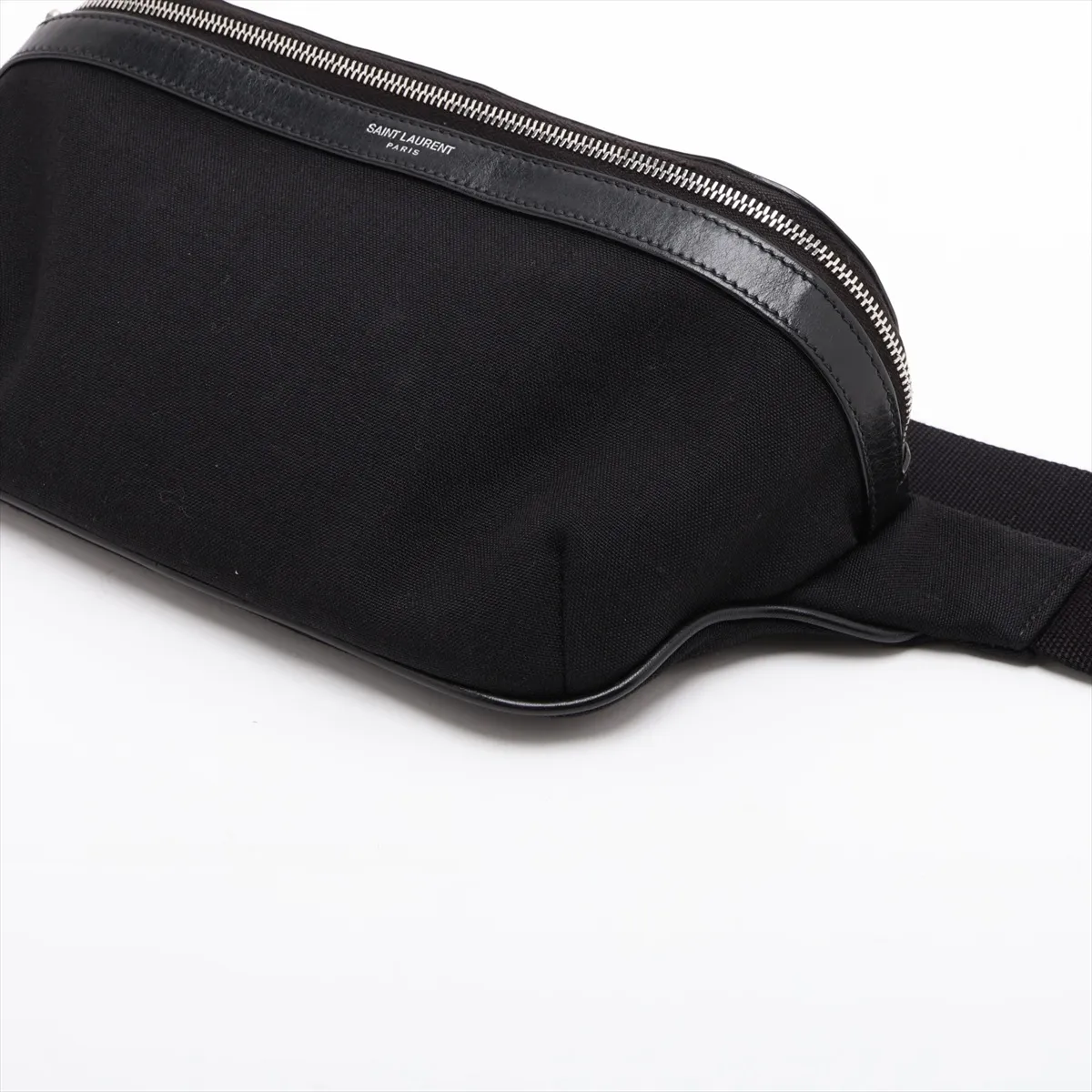 557831 Canvas x Leather Waist Pouch, Black — view 3