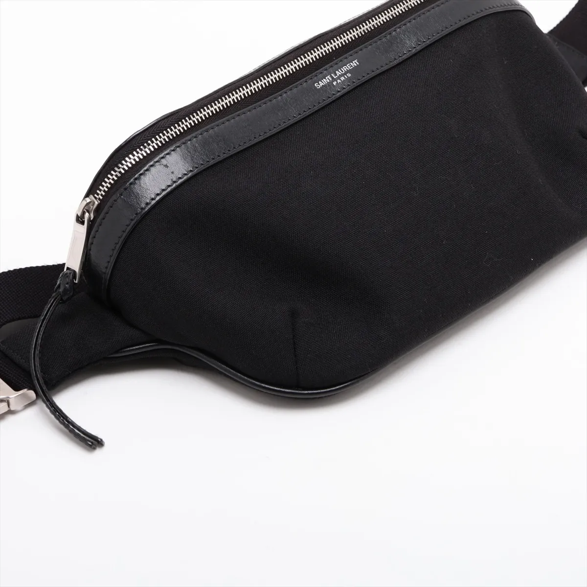 557831 Canvas x Leather Waist Pouch, Black — view 4