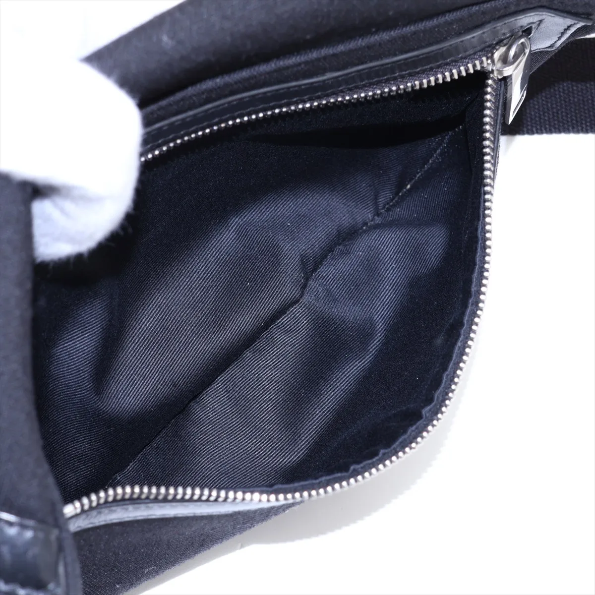 557831 Canvas x Leather Waist Pouch, Black — view 9