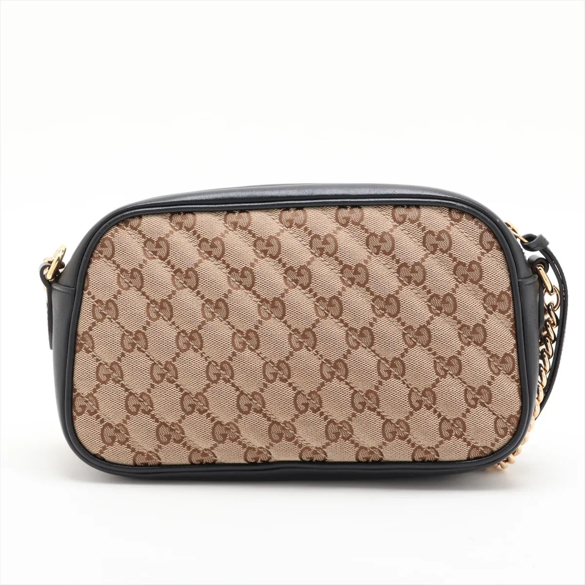 GG Marmont 447632 Canvas x Leather Chain Shoulder Bag Beige x Black — view 2