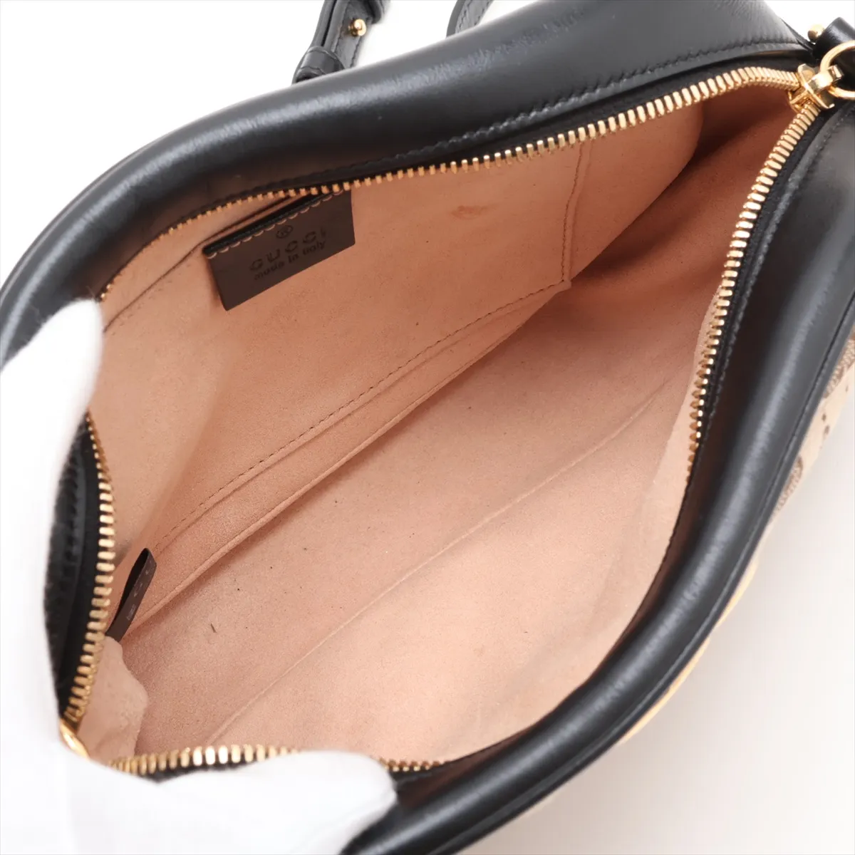 GG Marmont 447632 Canvas x Leather Chain Shoulder Bag Beige x Black — view 6