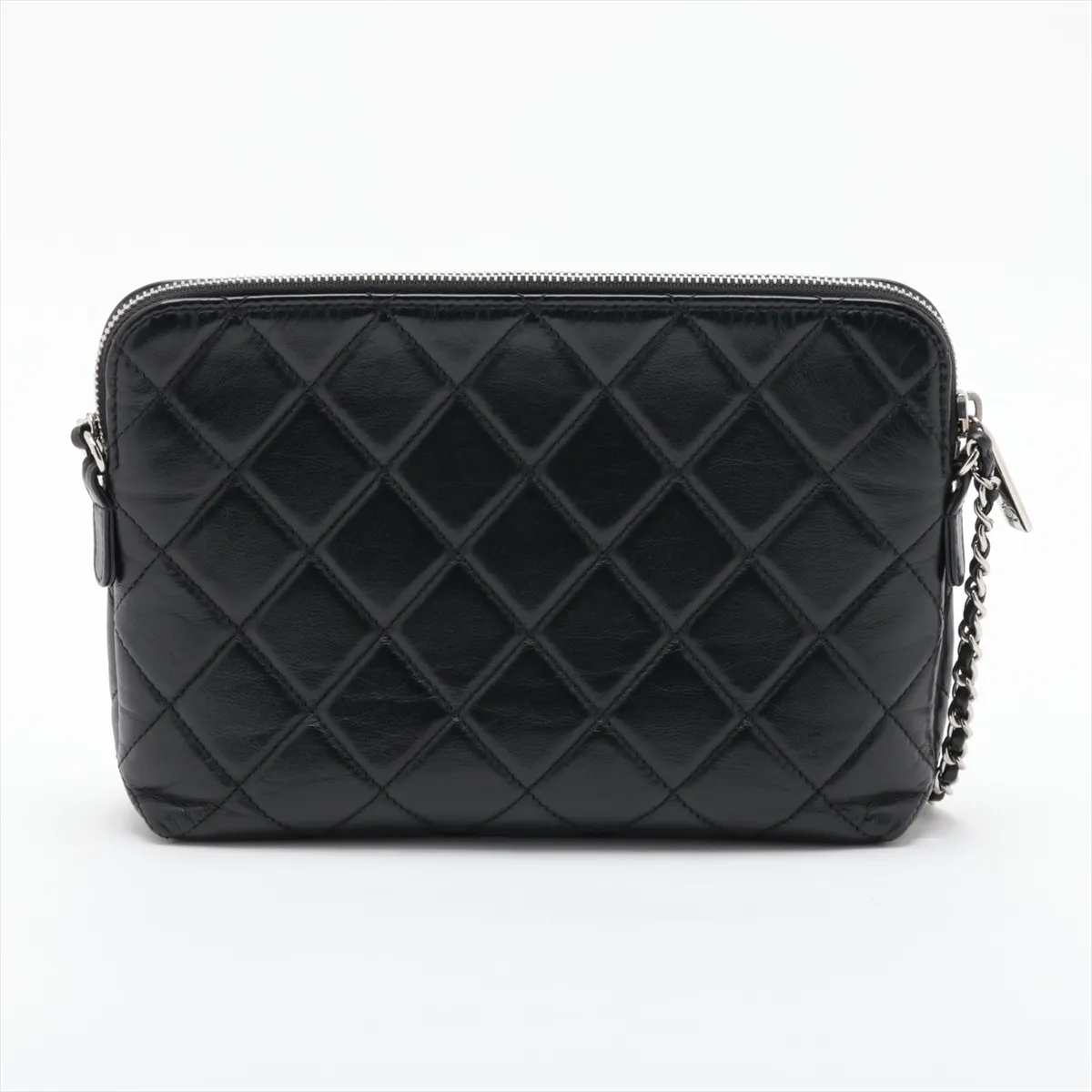 Matelassé Lambskin Chain Shoulder Bag, Black with Silver Hardware, 24622256, Serial Number 24 — view 2