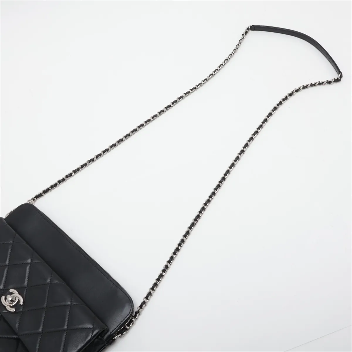 Matelassé Lambskin Chain Shoulder Bag, Black with Silver Hardware, 24622256, Serial Number 24 — view 5