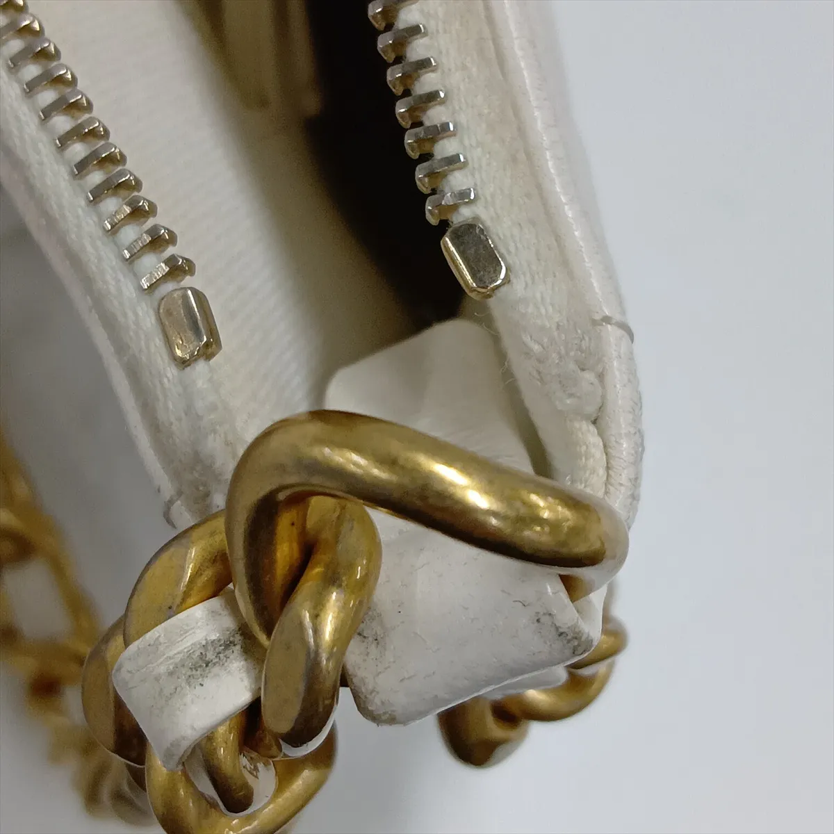 Matelassé Lambskin Chain Shoulder Bag, Chain Around, White, Gold Hardware, AN1KJNA6, Random Plate — view 13