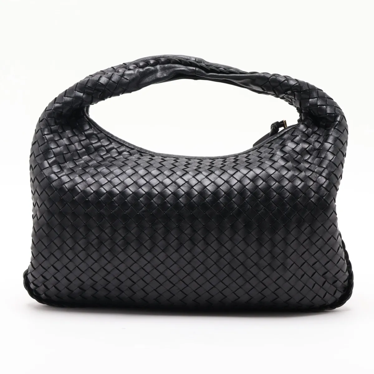 Intrecciato Hobo 115653 Leather Shoulder Bag, Black — view 2
