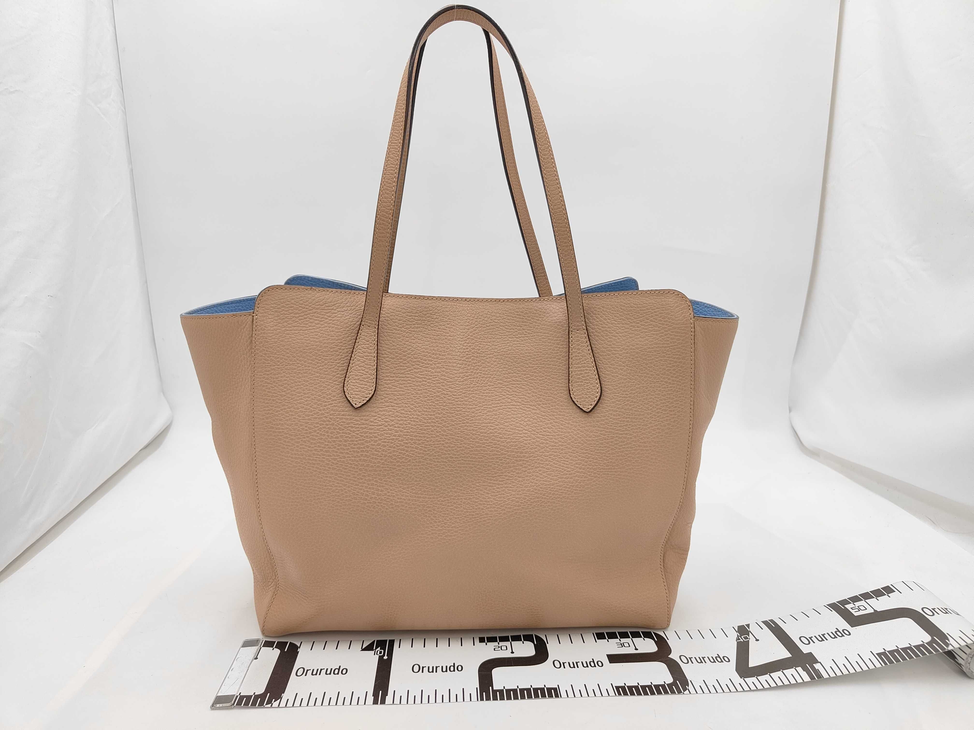 Swing Leather Tote Bag, Beige, 354397 — view 2