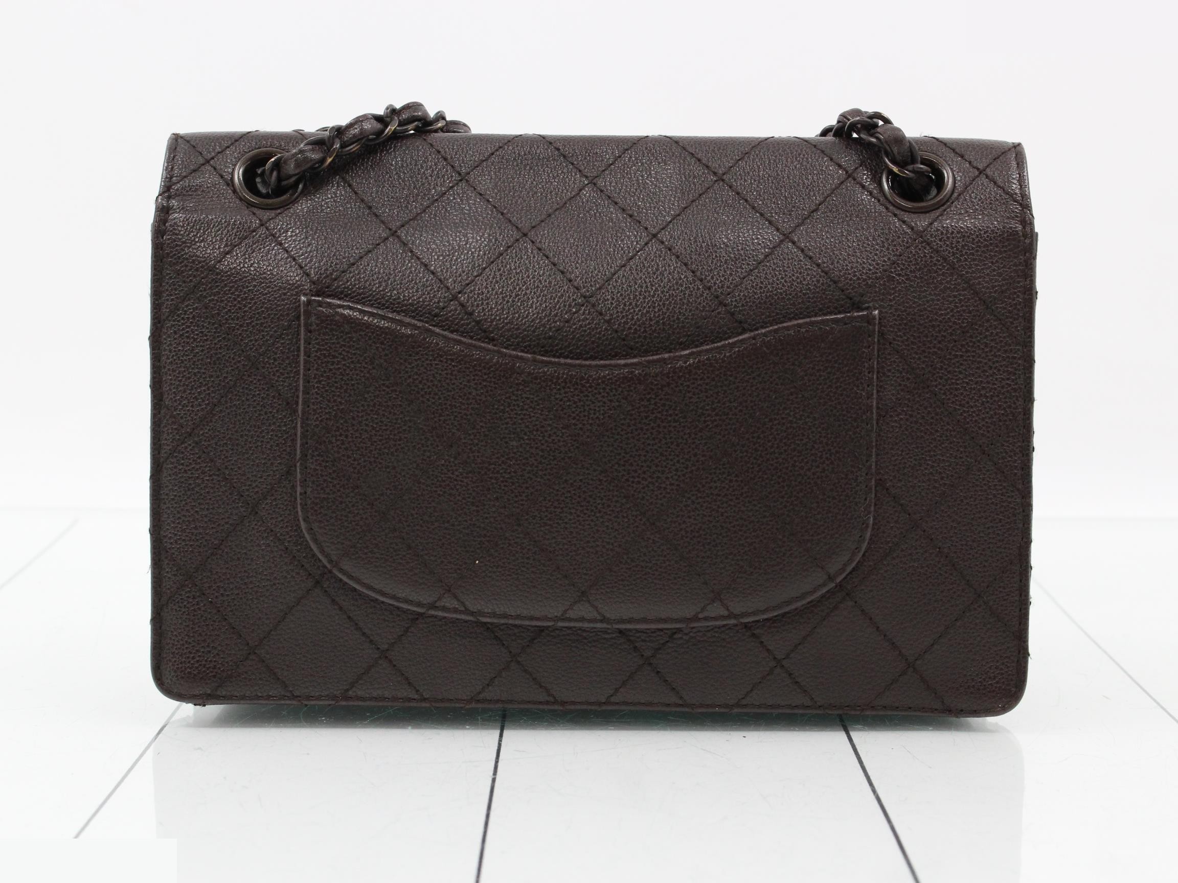 Matelassé Caviar Skin Chain Shoulder Bag, Series 5, Brown — view 2
