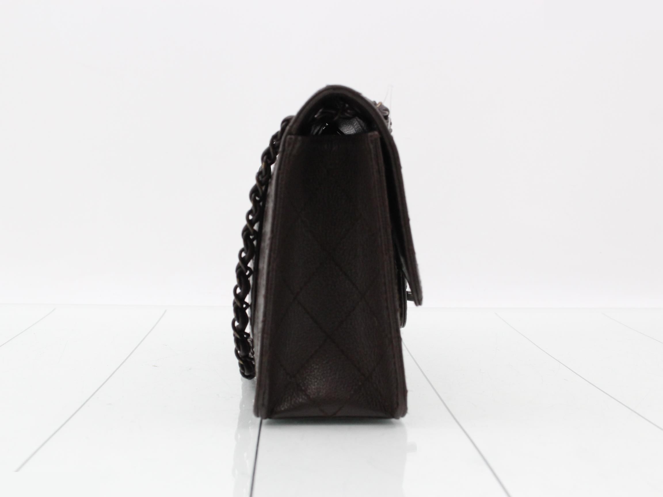 Matelassé Caviar Skin Chain Shoulder Bag, Series 5, Brown — view 4