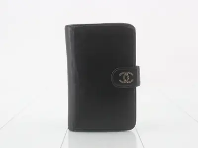 caviar leather folding wallet with Coco Mark, sticker included.