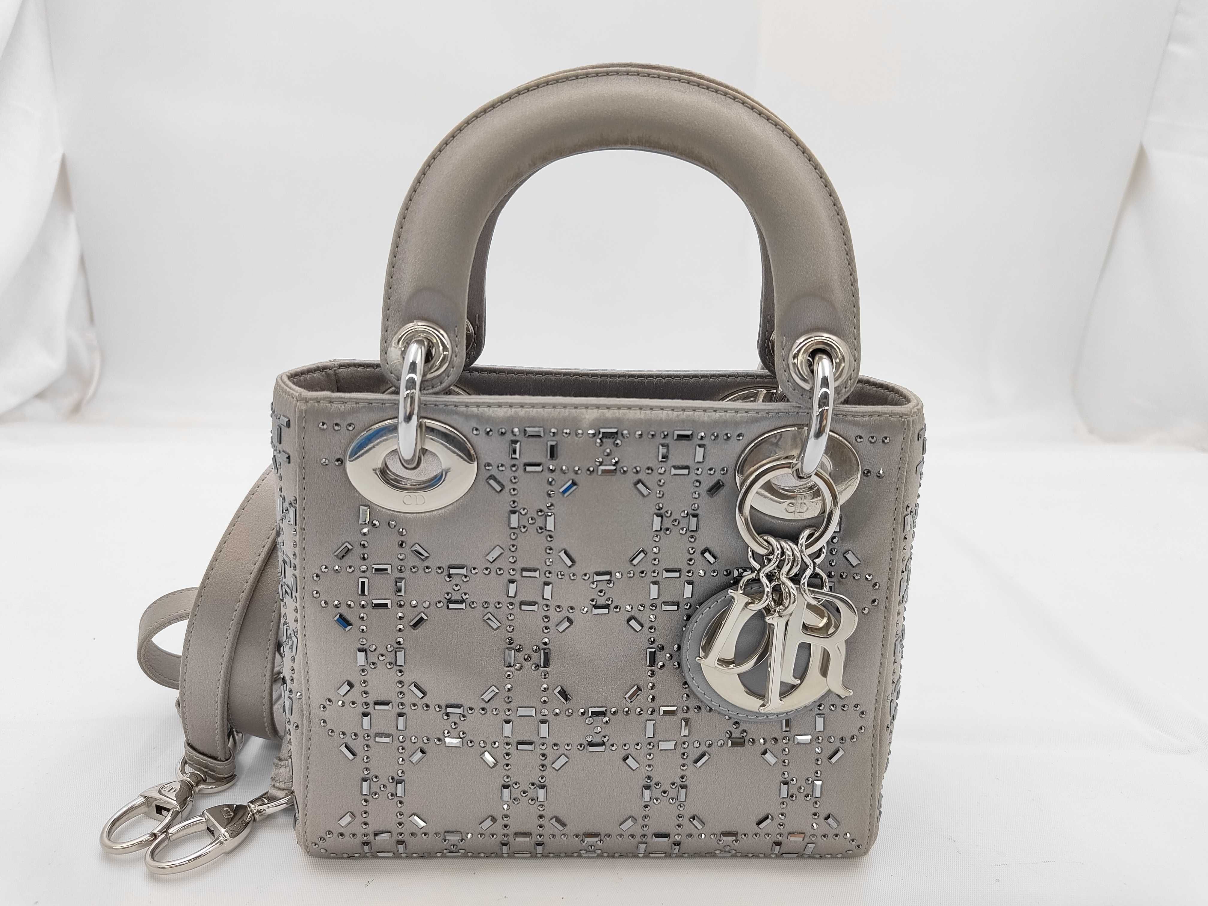 Lady Dior Satin/Rhinestone 2-Way Shoulder Bag
