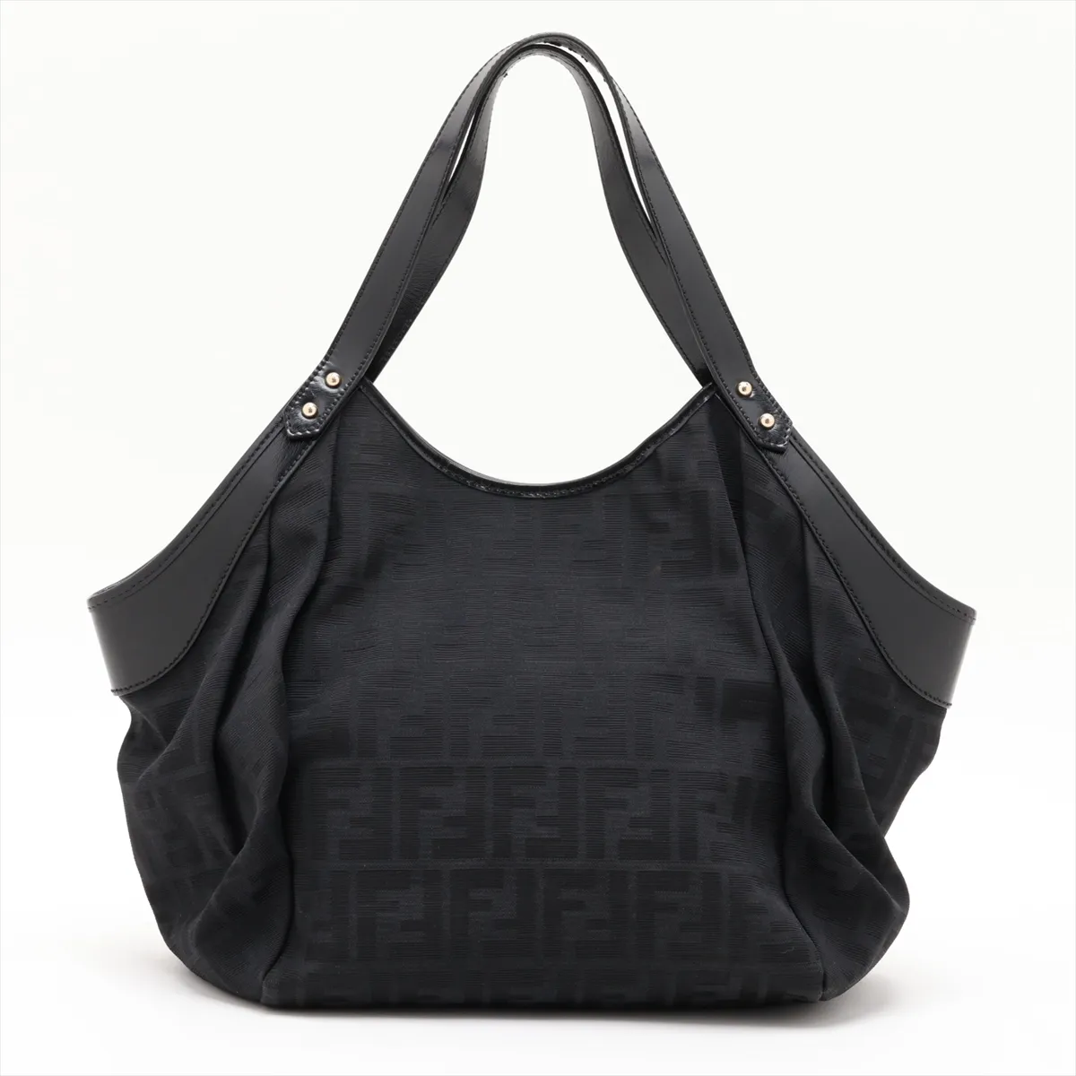 Zucca Canvas x Leather Handbag, Black, 8BR634 — view 2