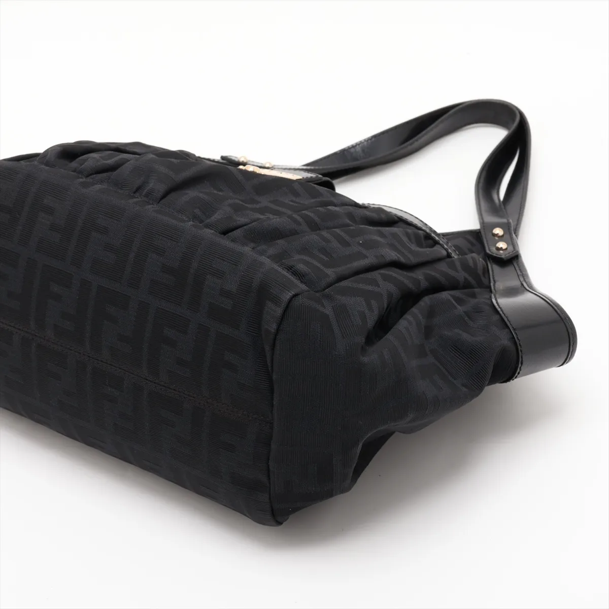 Zucca Canvas x Leather Handbag, Black, 8BR634 — view 3