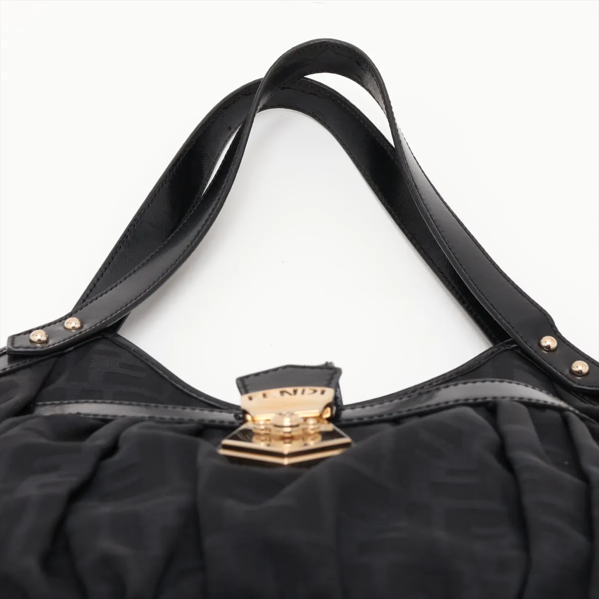 Zucca Canvas x Leather Handbag, Black, 8BR634 — view 6