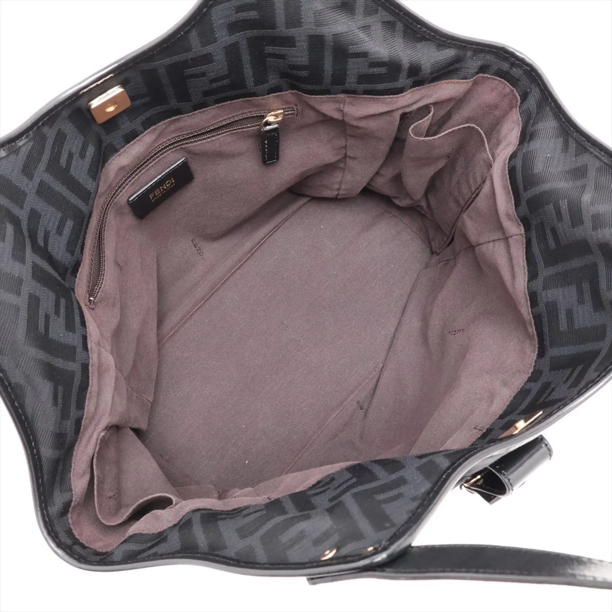 Zucca Canvas x Leather Handbag, Black, 8BR634 — view 7