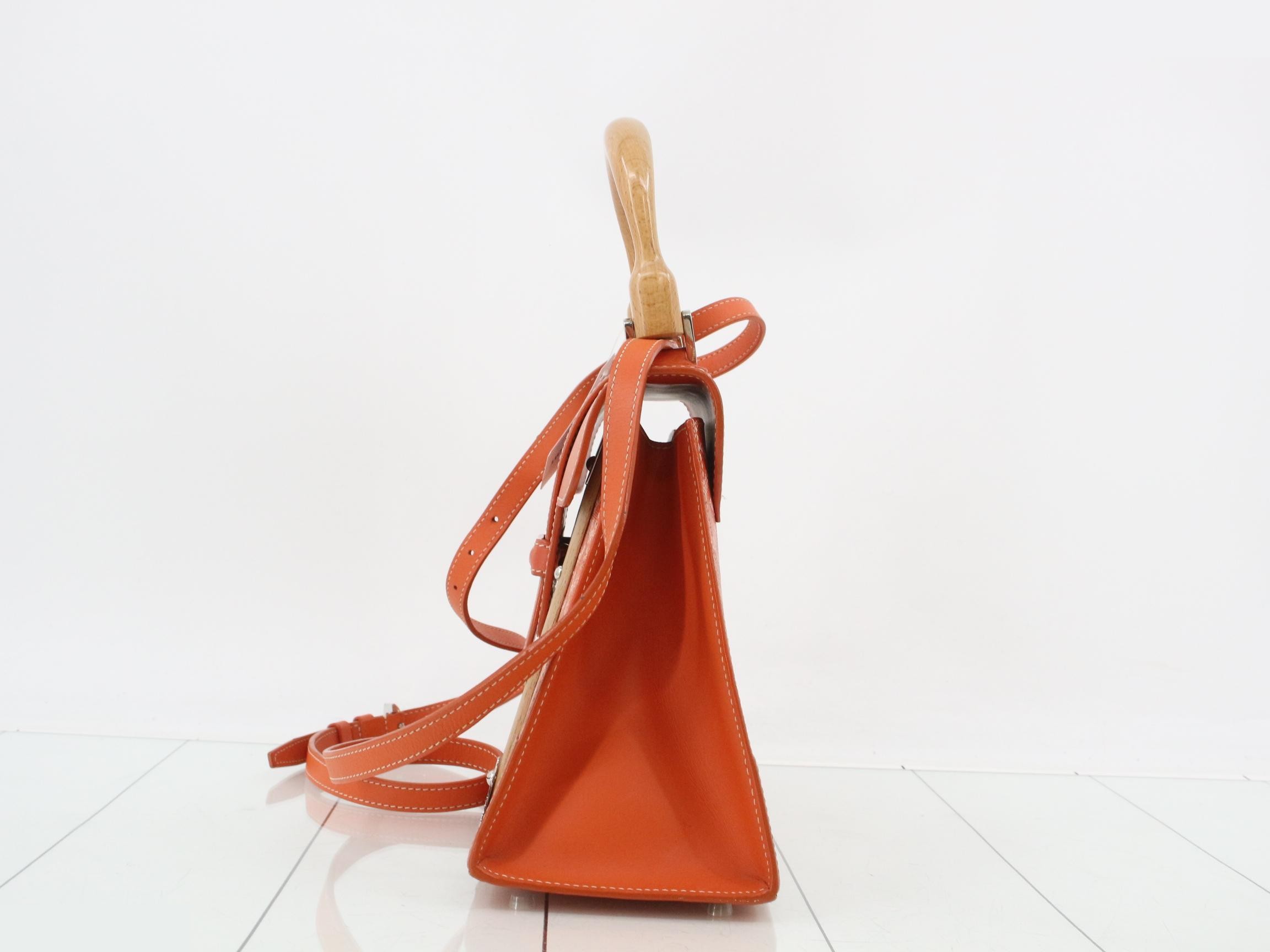 Saigon Leather 2-Way Shoulder/Handbag, Orange — view 3