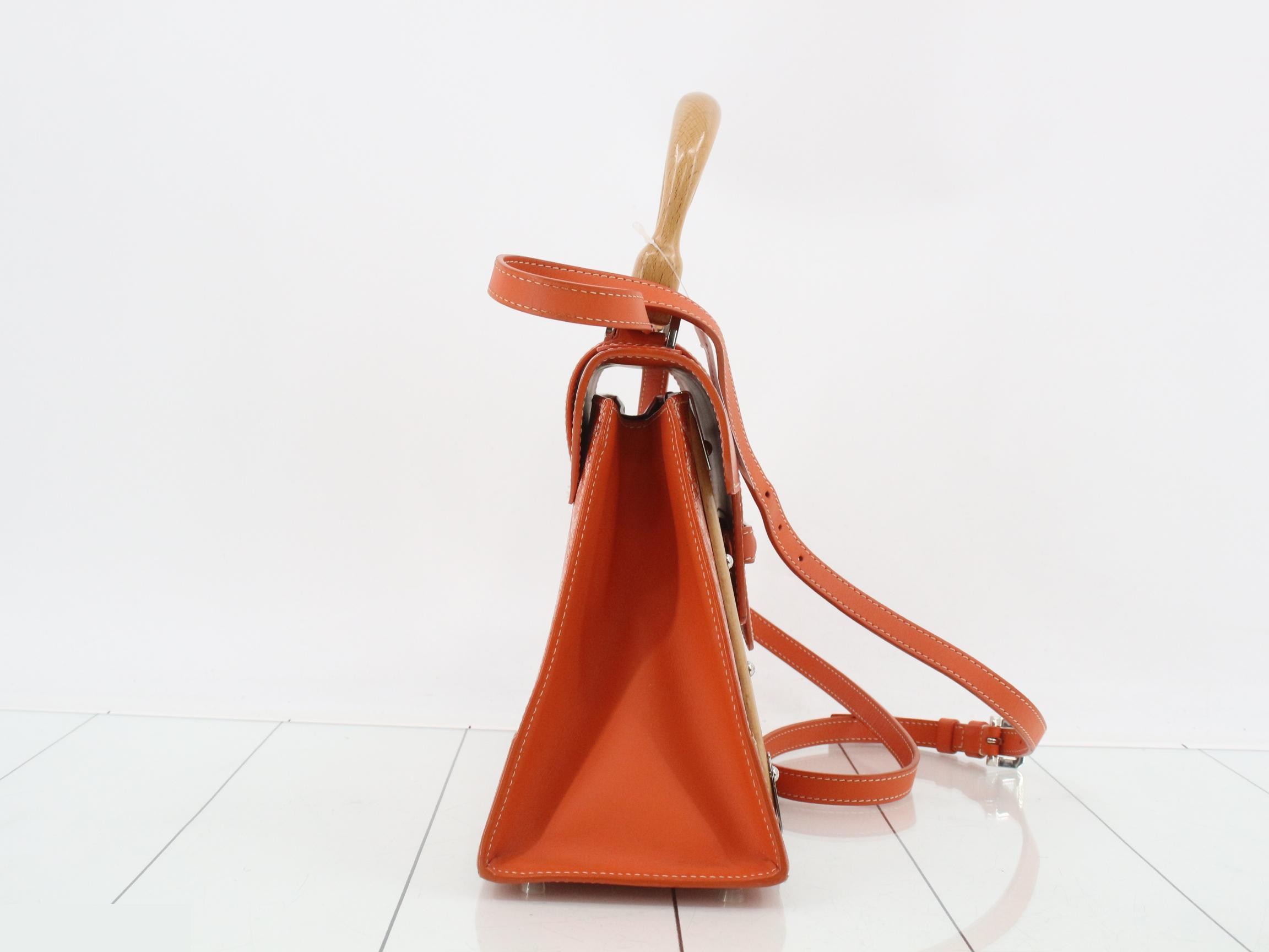 Saigon Leather 2-Way Shoulder/Handbag, Orange — view 4