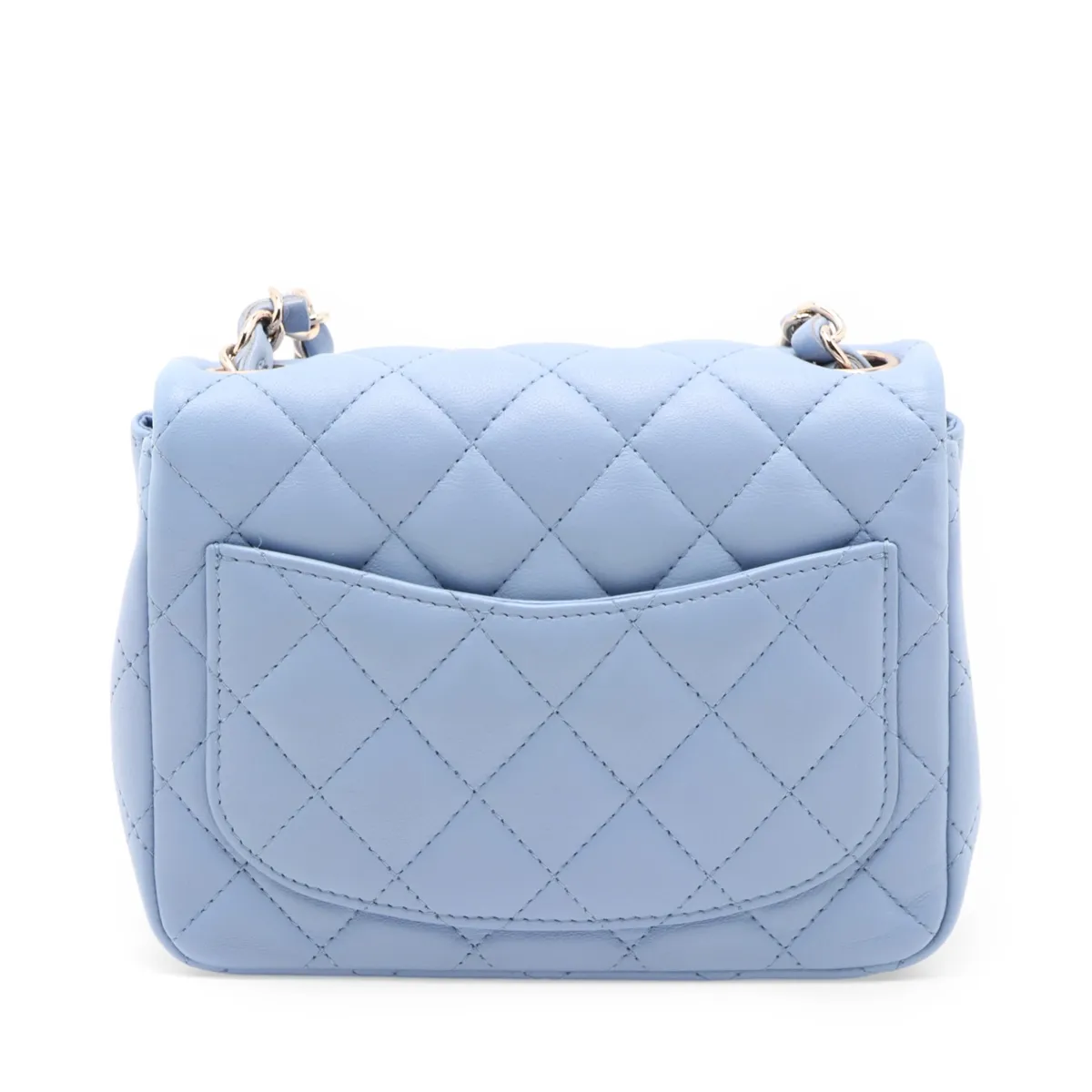 Mini Matelassé 17 Lambskin Single Flap Single Chain Bag, Blue with Gold Hardware, 30755074 (Serial Number in the 30s, A35200) — view 2