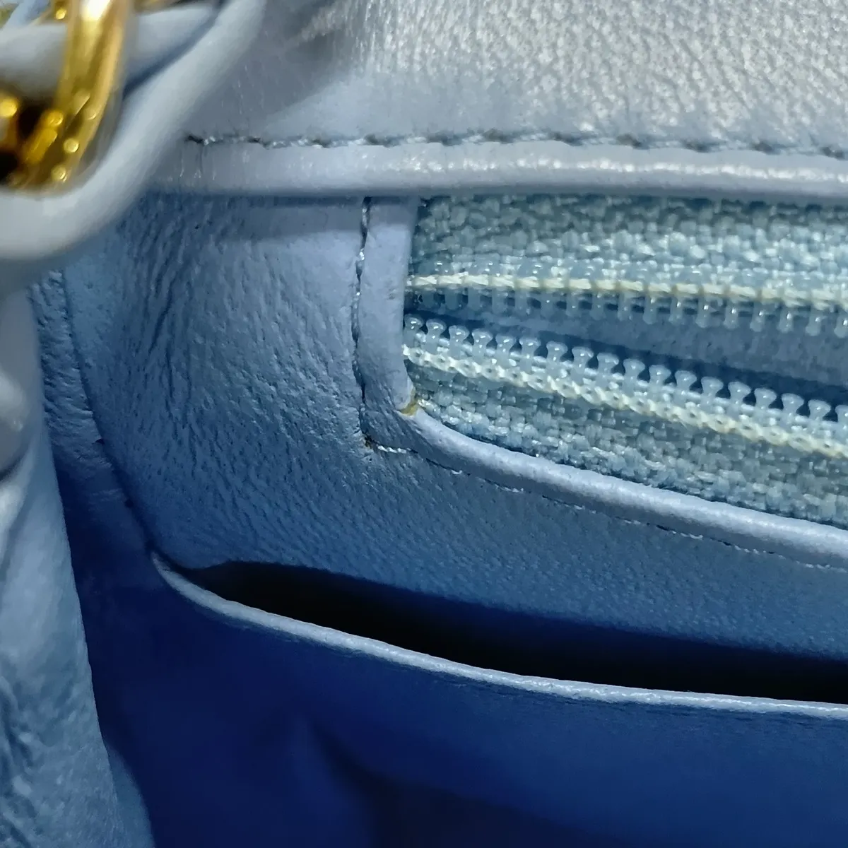 Mini Matelassé 17 Lambskin Single Flap Single Chain Bag, Blue with Gold Hardware, 30755074 (Serial Number in the 30s, A35200) — view 11