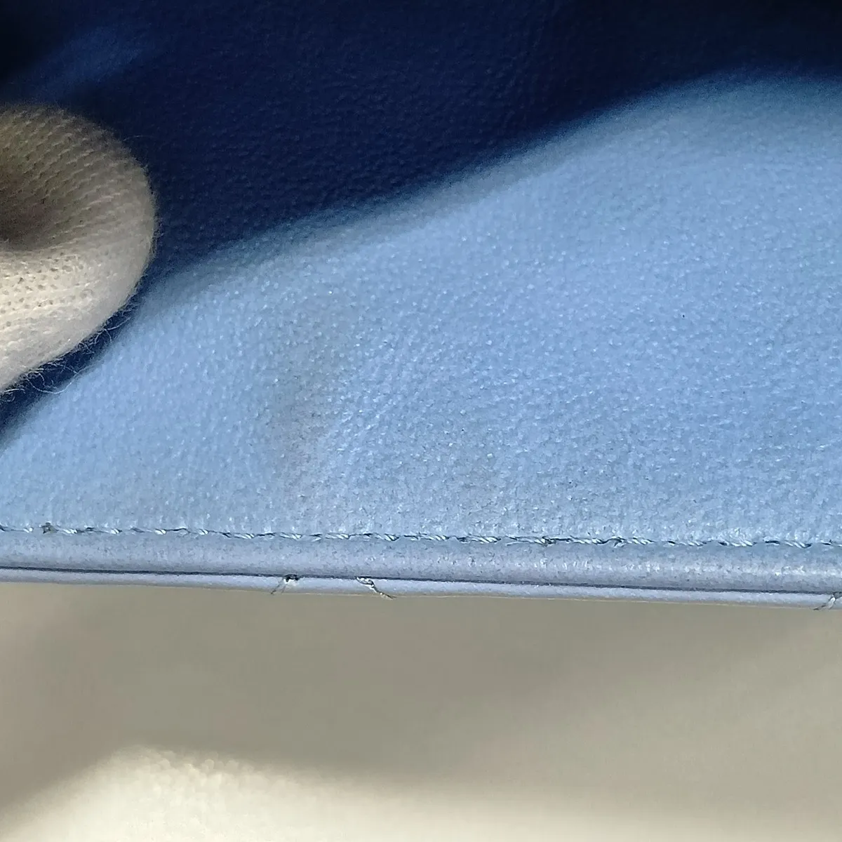 Mini Matelassé 17 Lambskin Single Flap Single Chain Bag, Blue with Gold Hardware, 30755074 (Serial Number in the 30s, A35200) — view 13