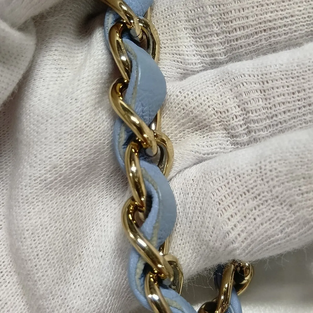 Mini Matelassé 17 Lambskin Single Flap Single Chain Bag, Blue with Gold Hardware, 30755074 (Serial Number in the 30s, A35200) — view 14