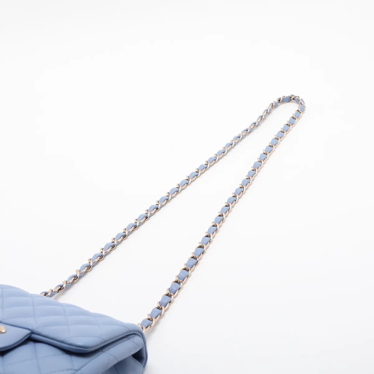 Mini Matelassé 17 Lambskin Single Flap Single Chain Bag, Blue with Gold Hardware, 30755074 (Serial Number in the 30s, A35200) — view 5