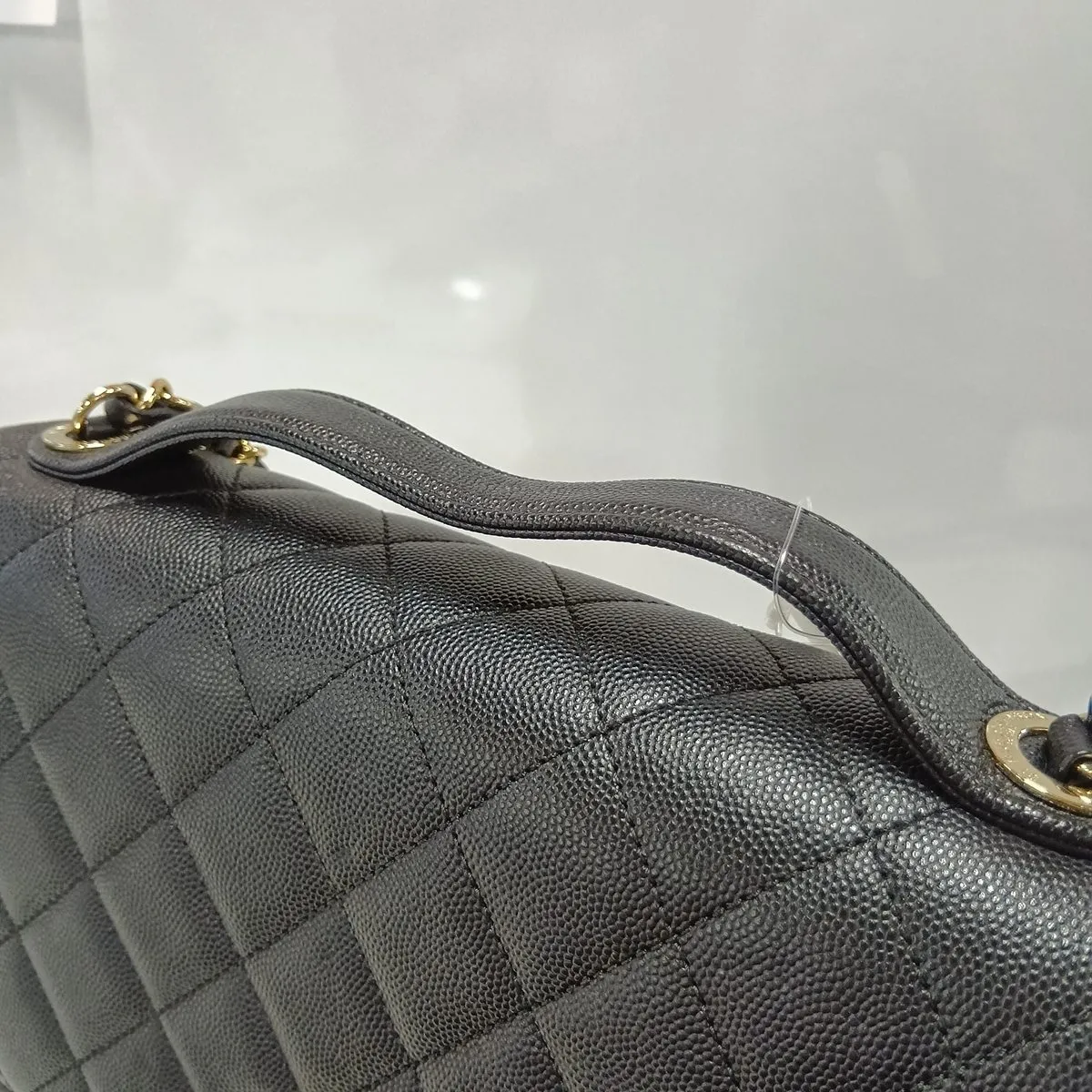 Business Affinity Caviar Skin 2-Way Handbag, Black with Gold Hardware, 25452587 (Serial Number in the 25s) — view 14