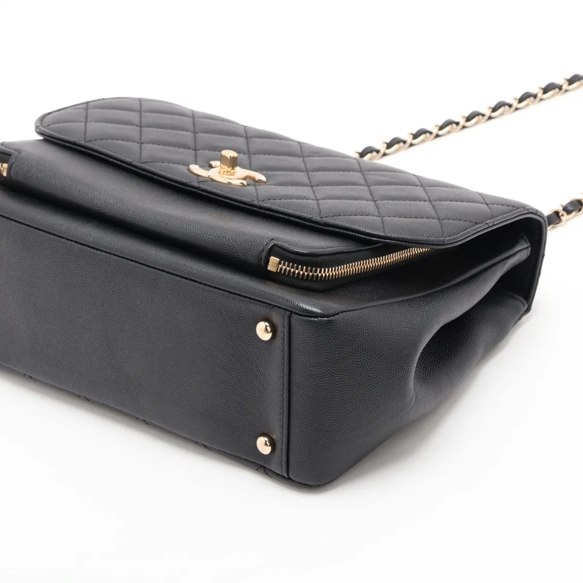 Business Affinity Caviar Skin 2-Way Handbag, Black with Gold Hardware, 25452587 (Serial Number in the 25s) — view 3