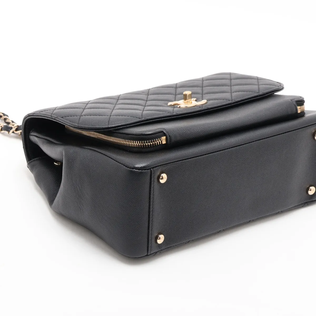 Business Affinity Caviar Skin 2-Way Handbag, Black with Gold Hardware, 25452587 (Serial Number in the 25s) — view 4