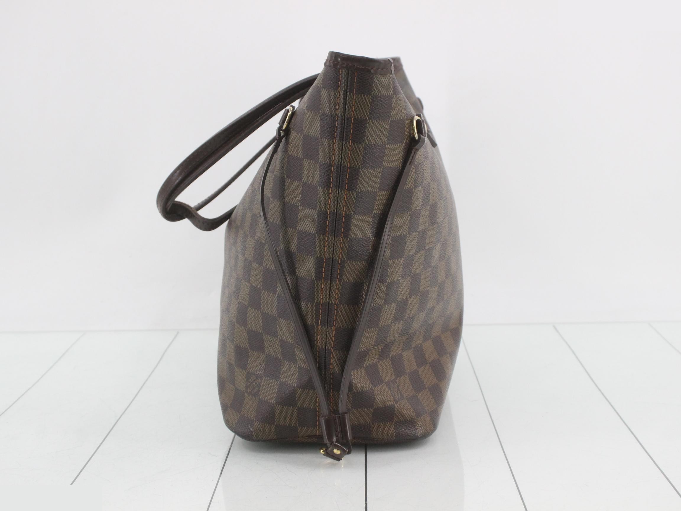 Neverfull MM Damier Ebene Brown Tote Bag — view 3