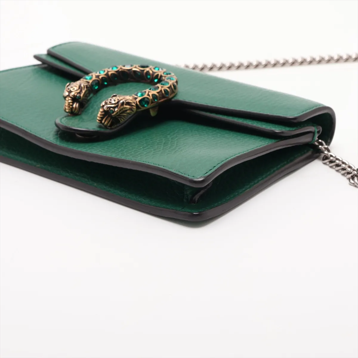 Dionysus 476432 Leather Chain Shoulder Bag, Green — view 3