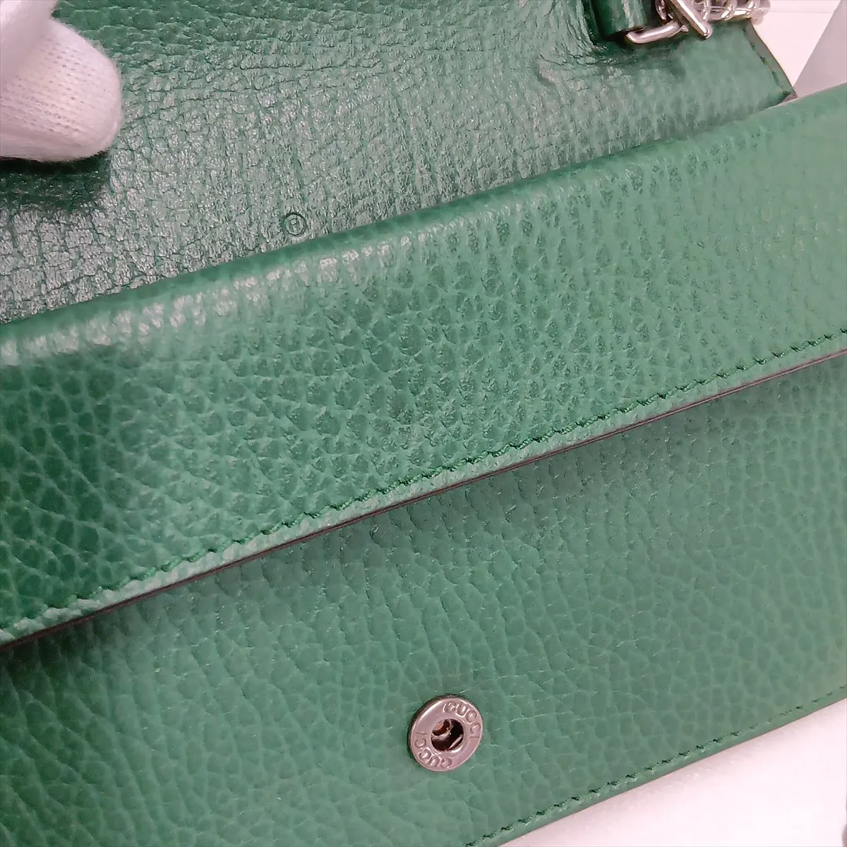 Dionysus 476432 Leather Chain Shoulder Bag, Green — view 10