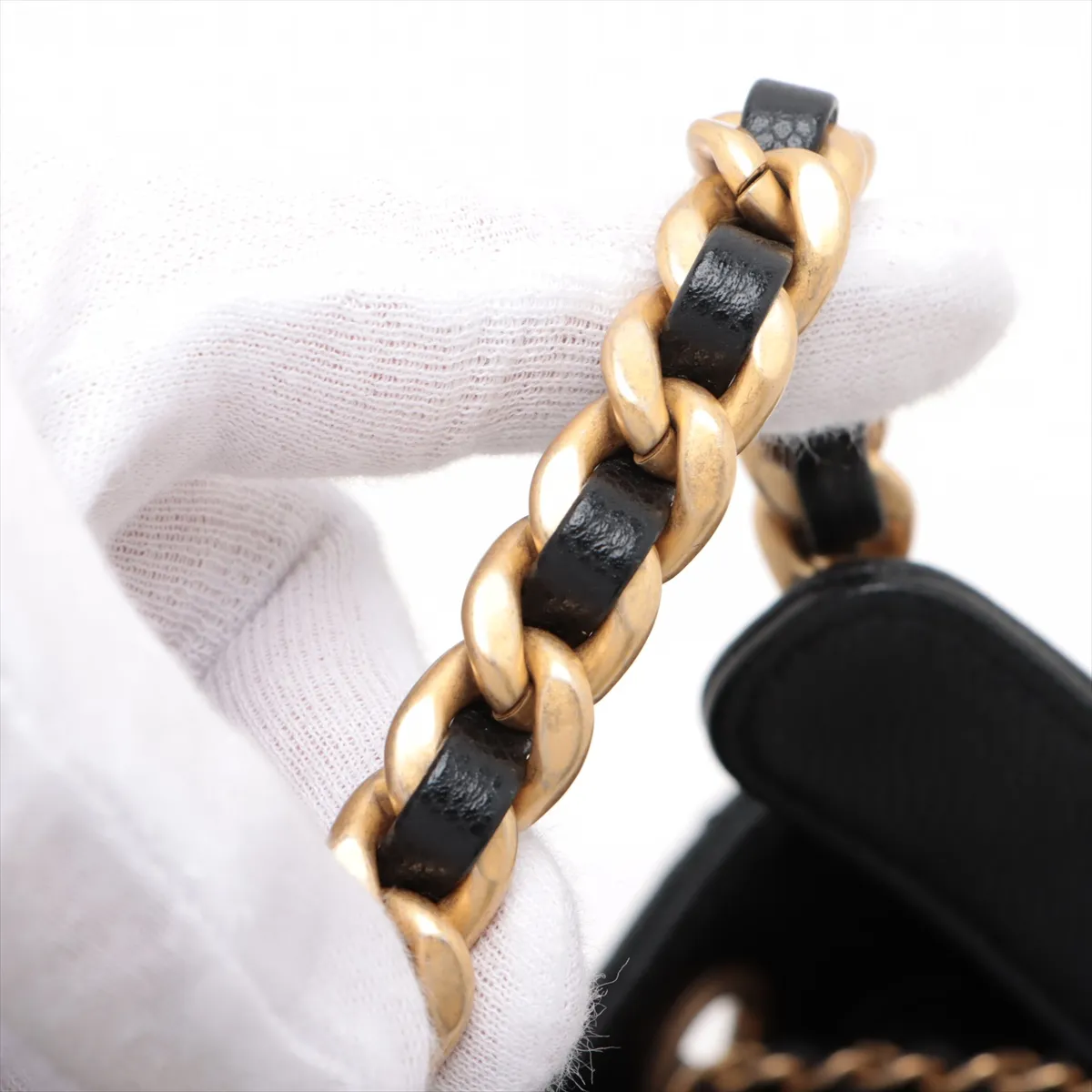 [Individually wrapped] Chanel 25 Medium Caviar Skin Chain Shoulder Bag Black Gold Hardware N9TT7PK6 Random Plate — view 14