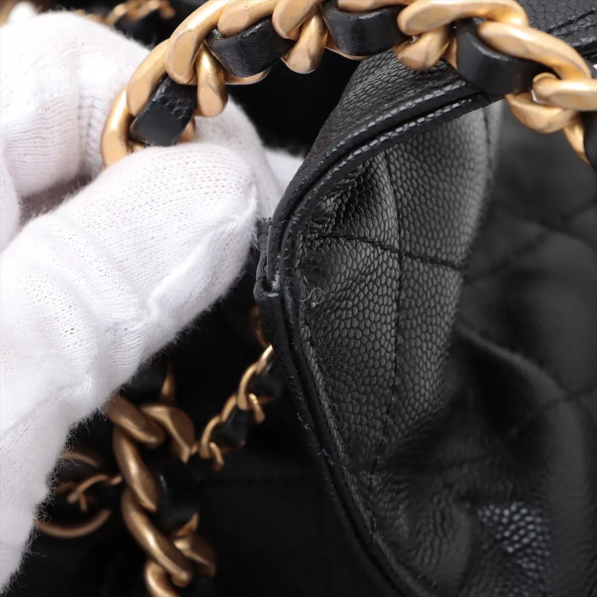 [Individually wrapped] Chanel 25 Medium Caviar Skin Chain Shoulder Bag Black Gold Hardware N9TT7PK6 Random Plate — view 15