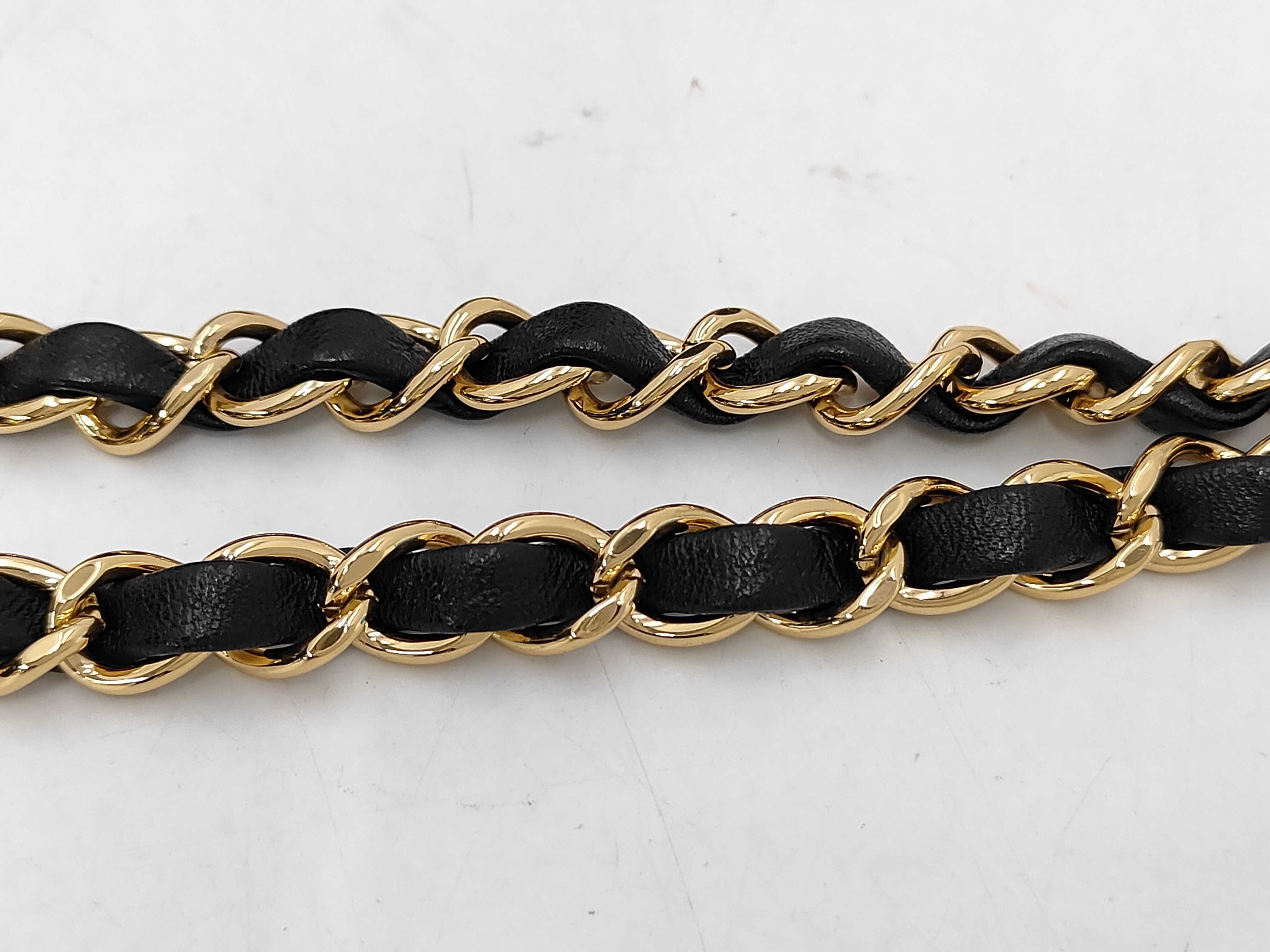 Matelassé Double Flap Chain Shoulder Bag, Black Lambskin, Gold Hardware. — view 4