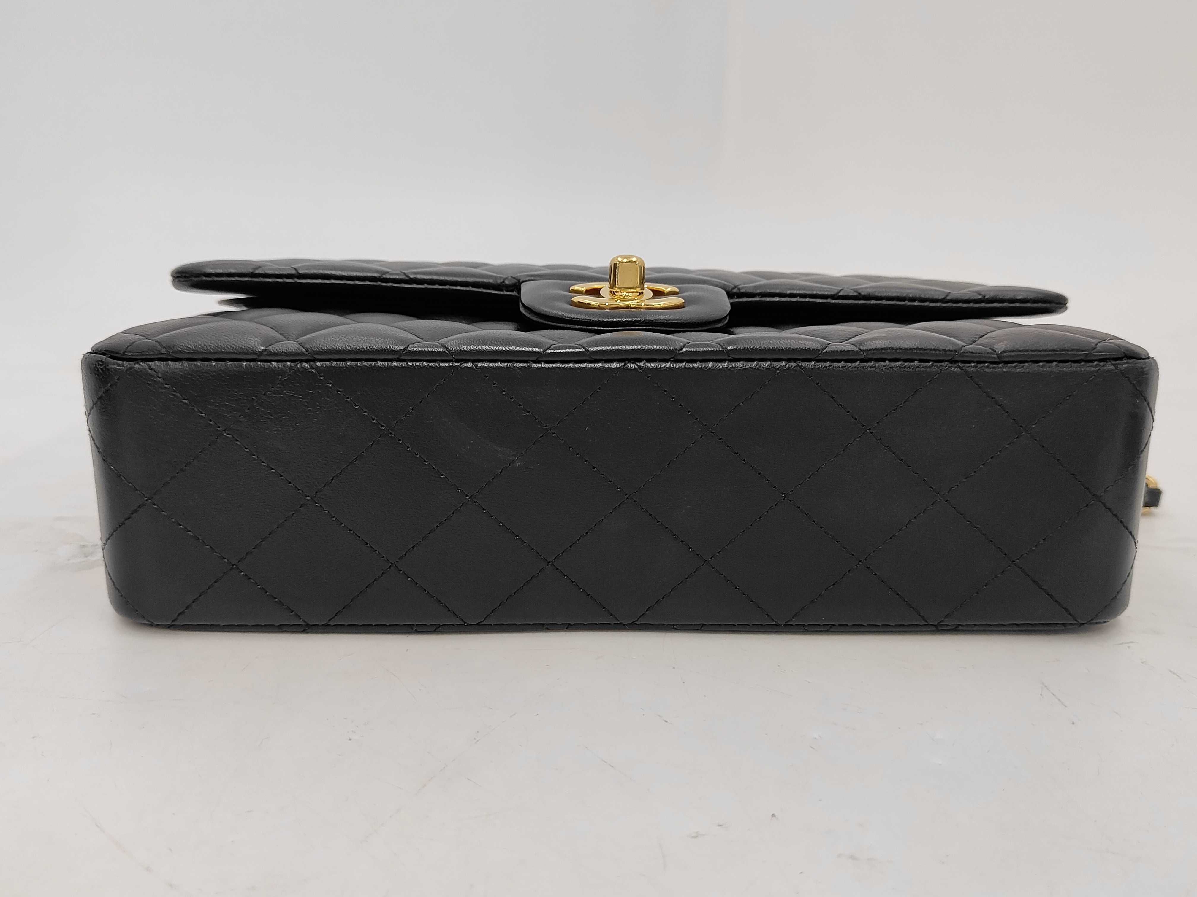 Matelassé Double Flap Chain Shoulder Bag, Black Lambskin, Gold Hardware. — view 5