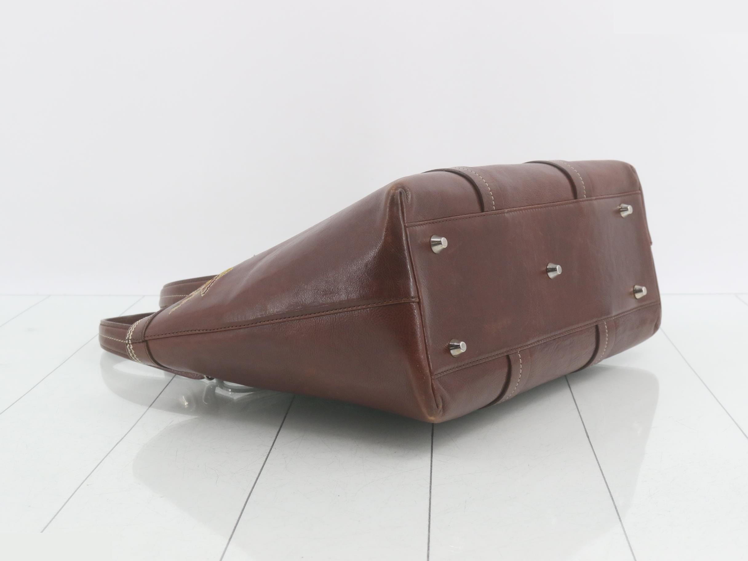 leather tote bag, brown — view 5