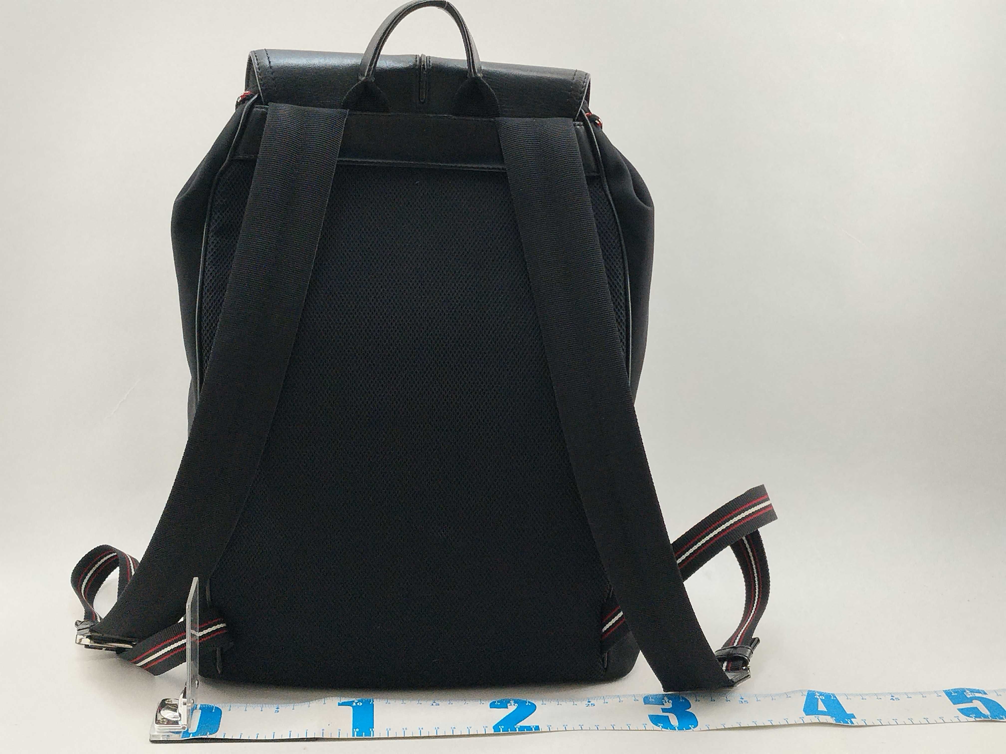 Bee Nylon x Leather Backpack/Rucksack, Black, 21-BO-1129 — view 2
