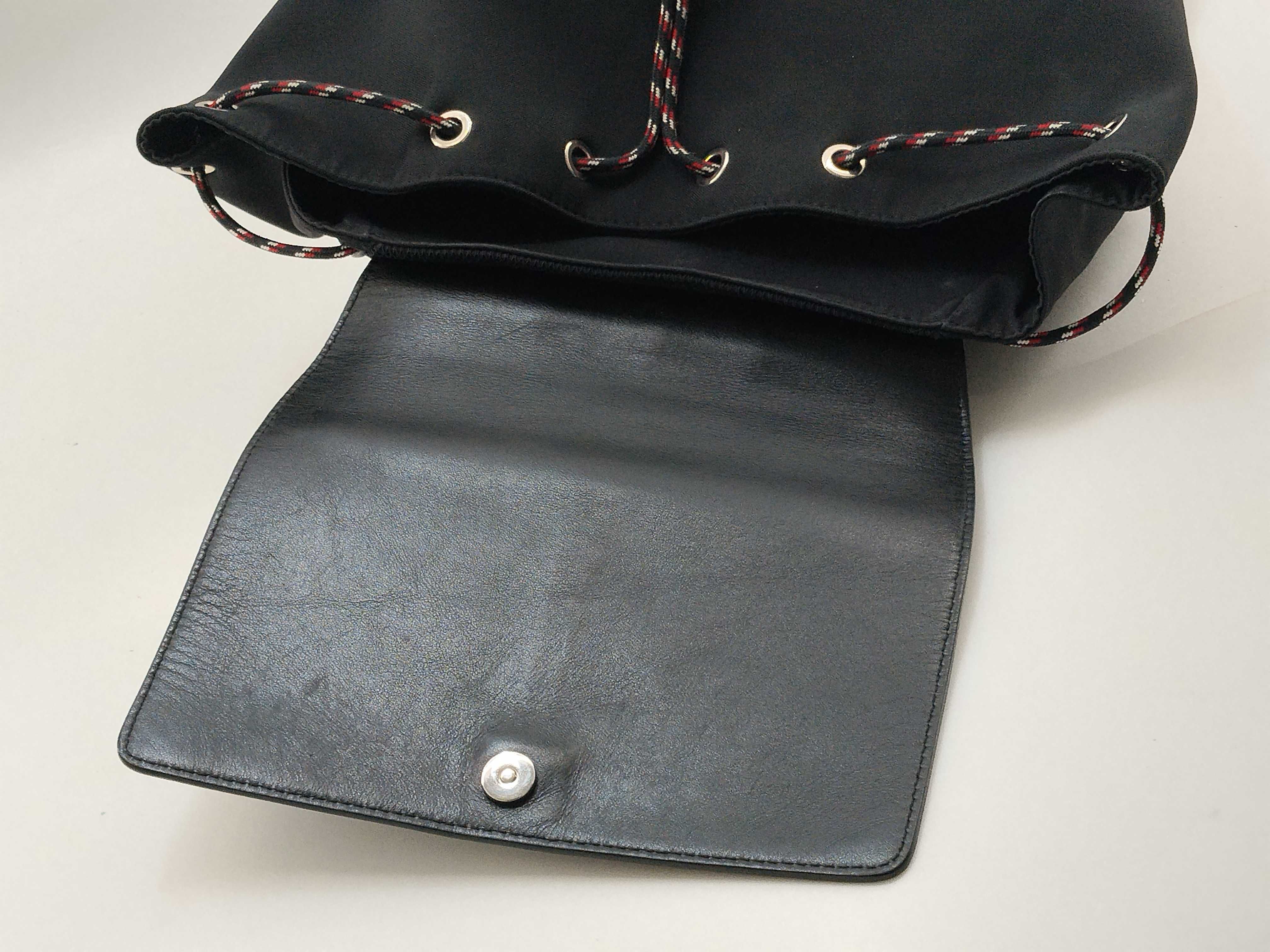 Bee Nylon x Leather Backpack/Rucksack, Black, 21-BO-1129 — view 13