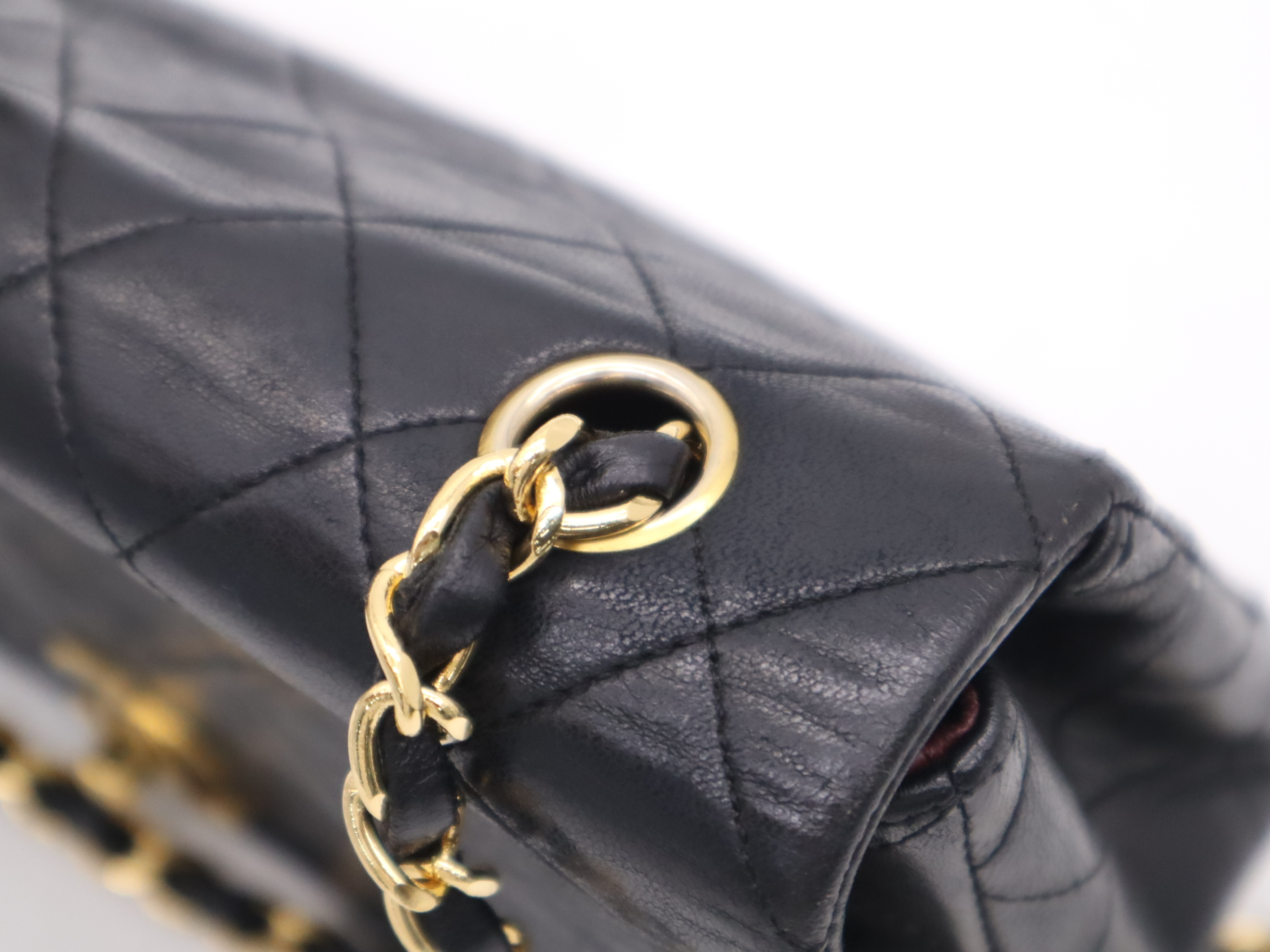 Lambskin Matelassé 25 S Flap S Chain with Seal, Gold Hardware, Black Shoulder Bag — view 8