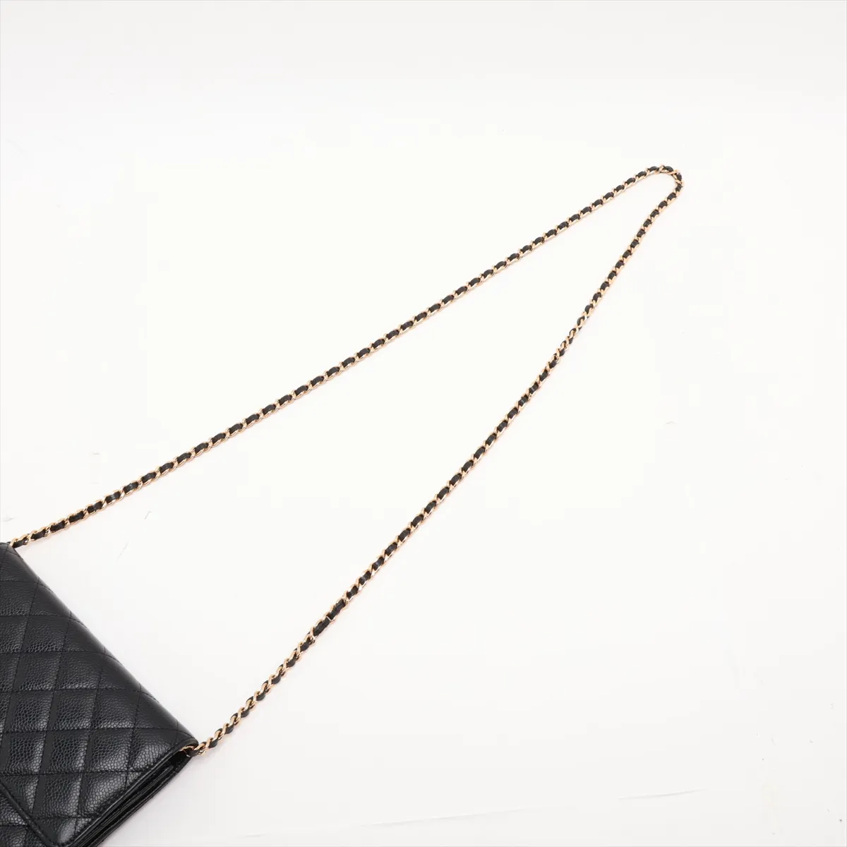 Matelassé Caviar Skin Chain Wallet, Black with Gold Hardware, 29147579, Serial Number 29 — view 5