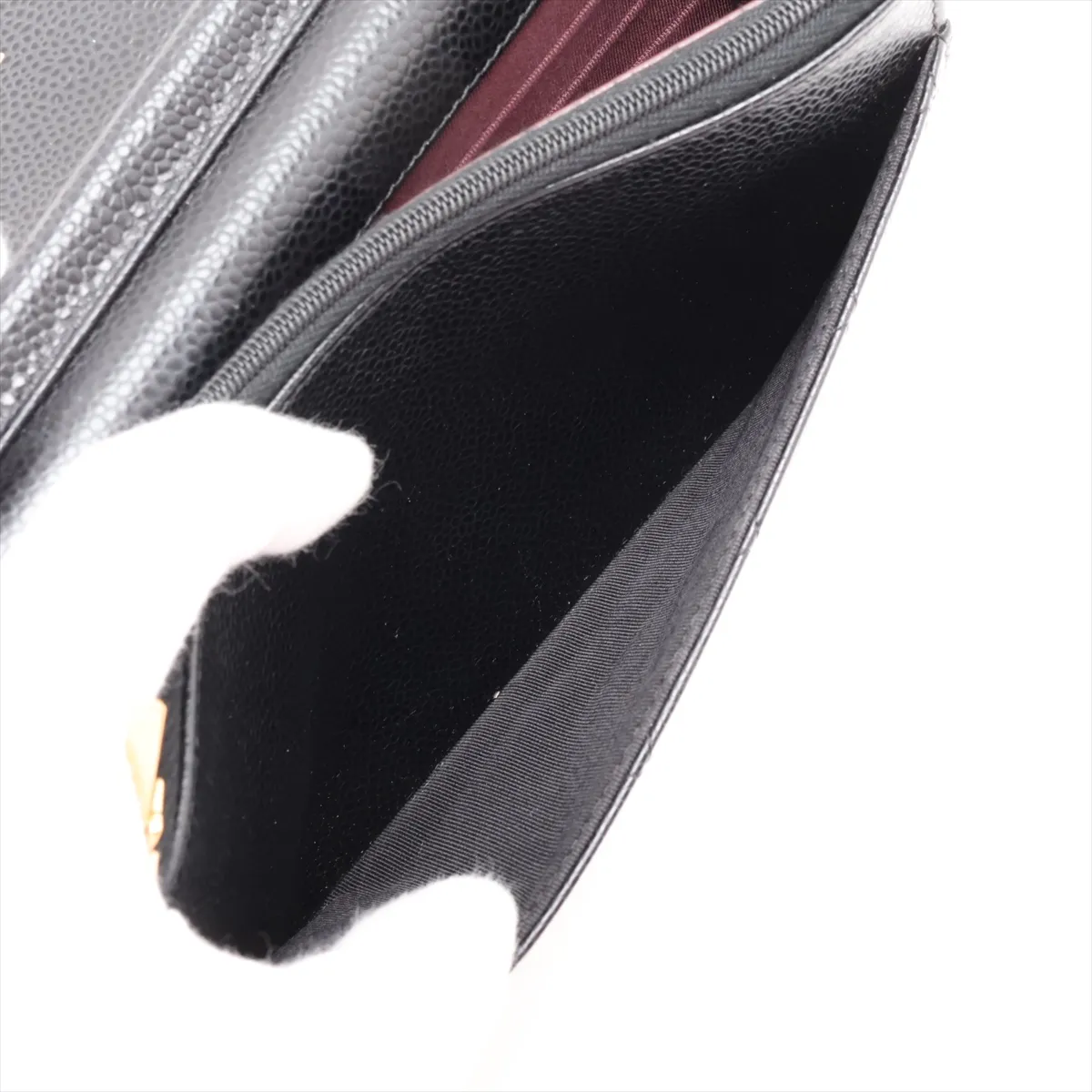 Matelassé Caviar Skin Chain Wallet, Black with Gold Hardware, 29147579, Serial Number 29 — view 10