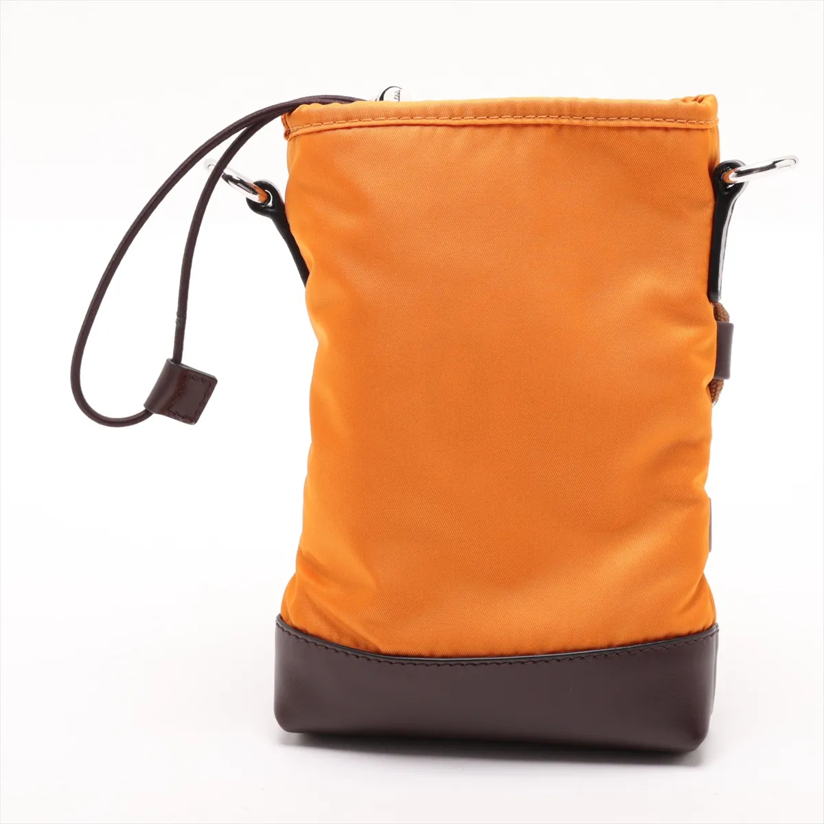 Tessuto Nylon x Leather Shoulder Bag, Orange x Brown, 2ZT079 — view 2