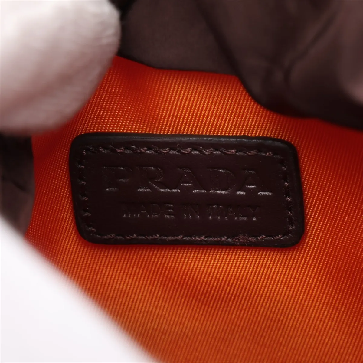 Tessuto Nylon x Leather Shoulder Bag, Orange x Brown, 2ZT079 — view 7