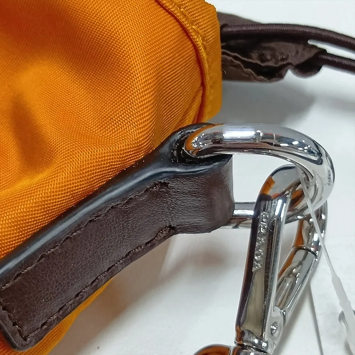 Tessuto Nylon x Leather Shoulder Bag, Orange x Brown, 2ZT079 — view 10