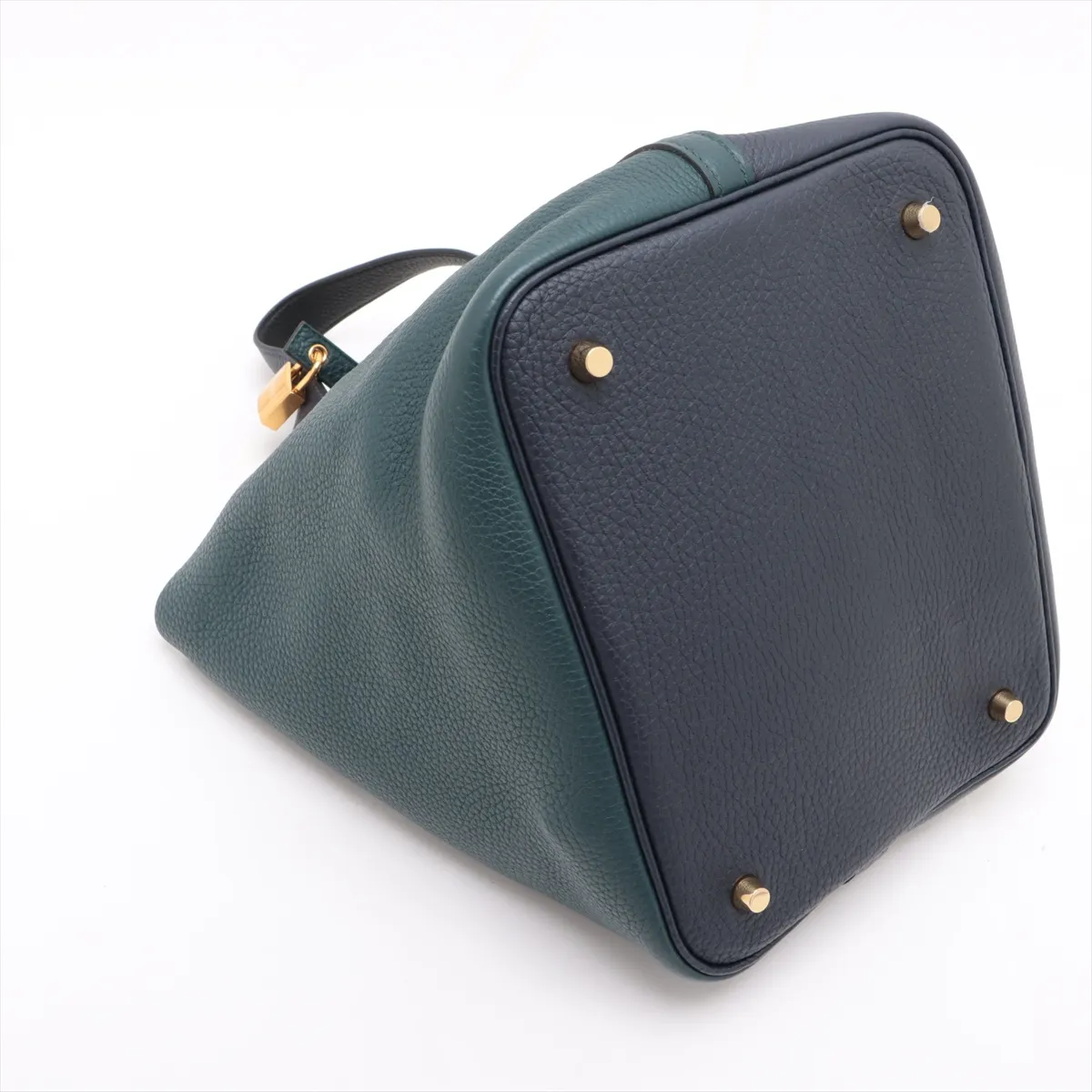 Picotan Lock 22 MM Cazac 2 Taurillon Clemence Vert Bosfort x Black x Deep Blue Gold hardware Y:2020 Cadena cannot be unlocked without key — view 4